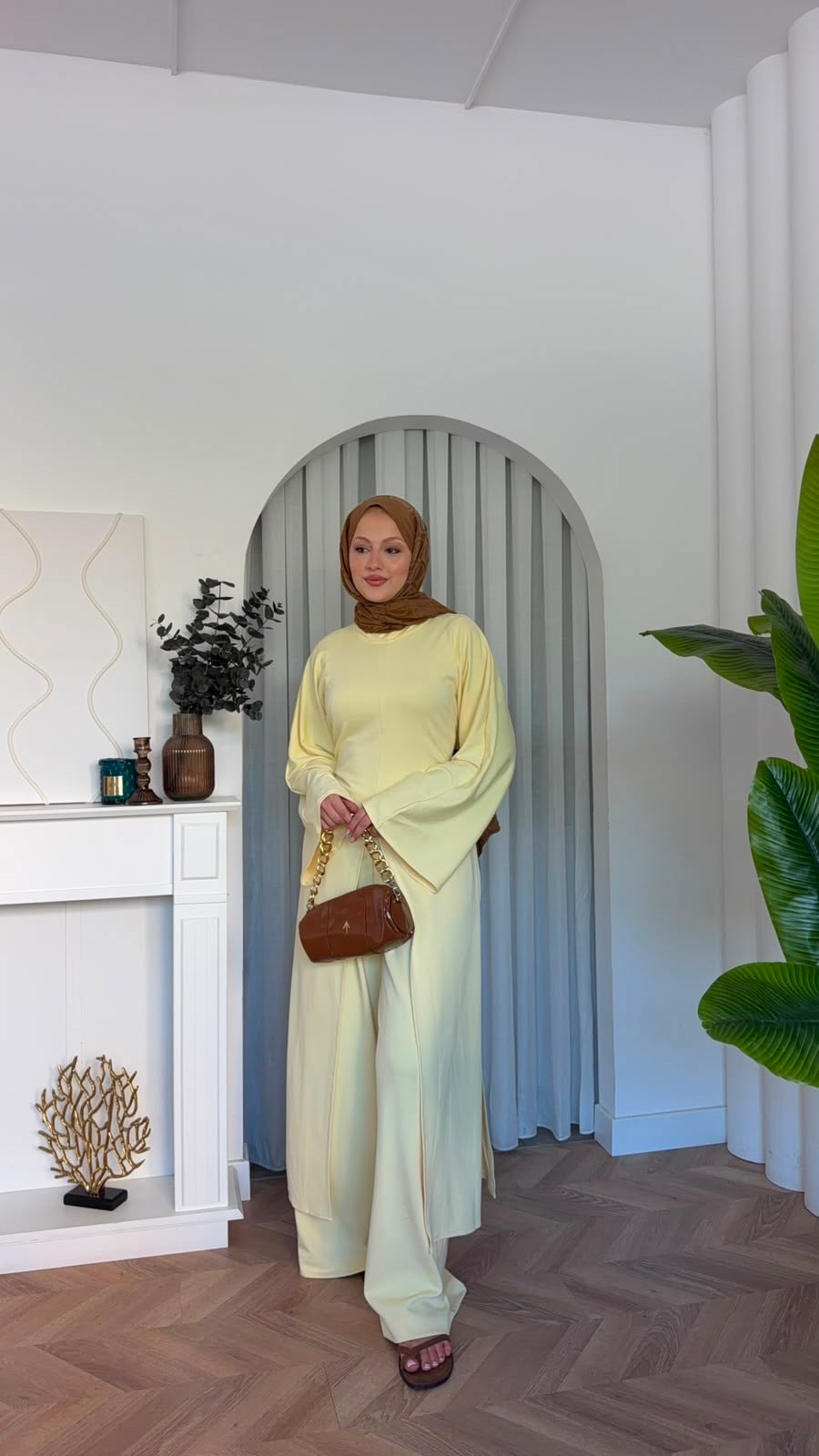 MEYSADESIGN PANTOLON TAKIM Polen Oysh İkili Takım Sarı