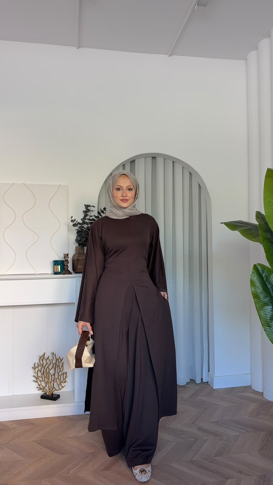 MEYSADESIGN PANTOLON TAKIM Polen Oysh İkili Takım Acı Kahve