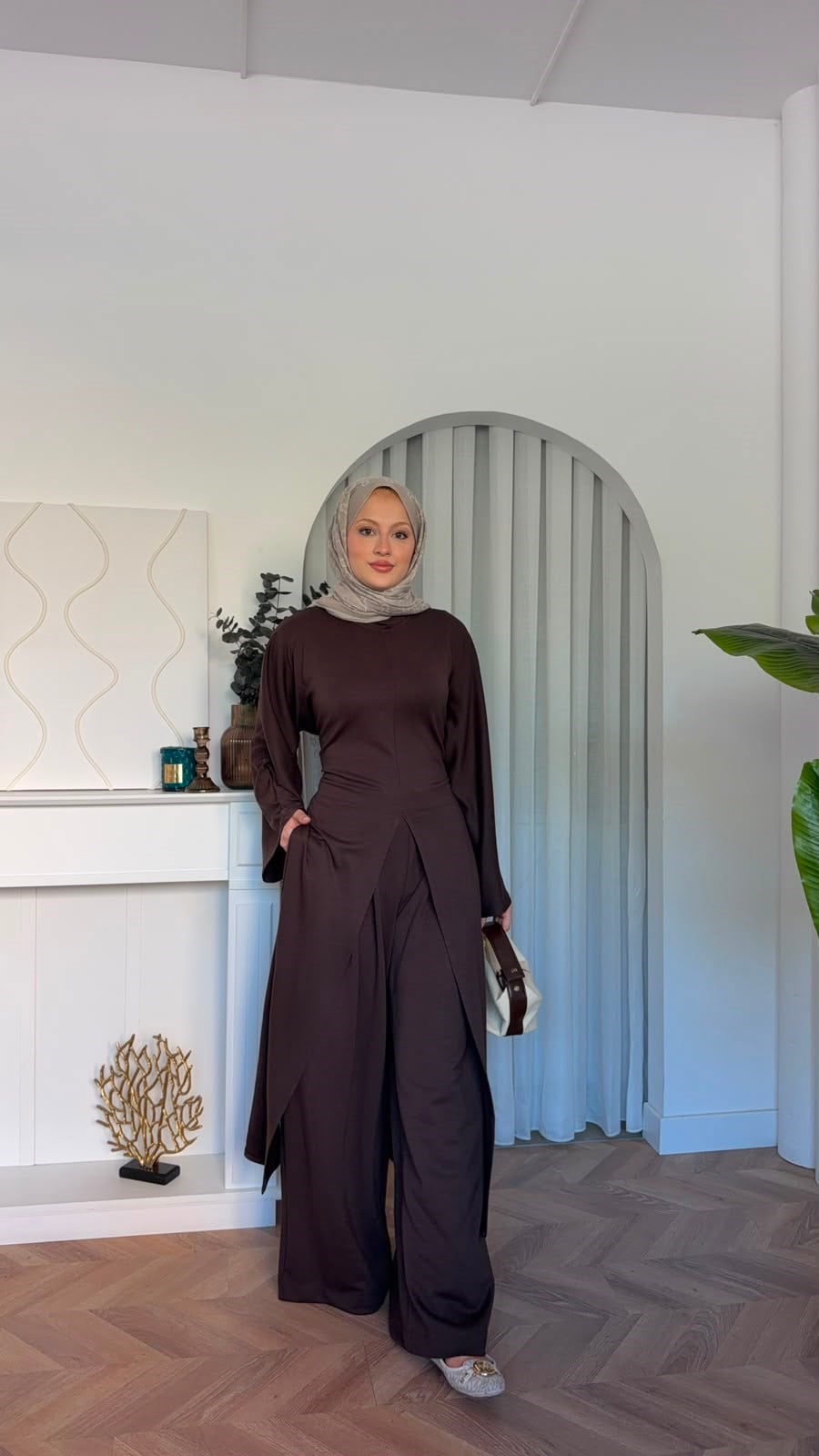 MEYSADESIGN PANTOLON TAKIM Polen Oysh İkili Takım Acı Kahve
