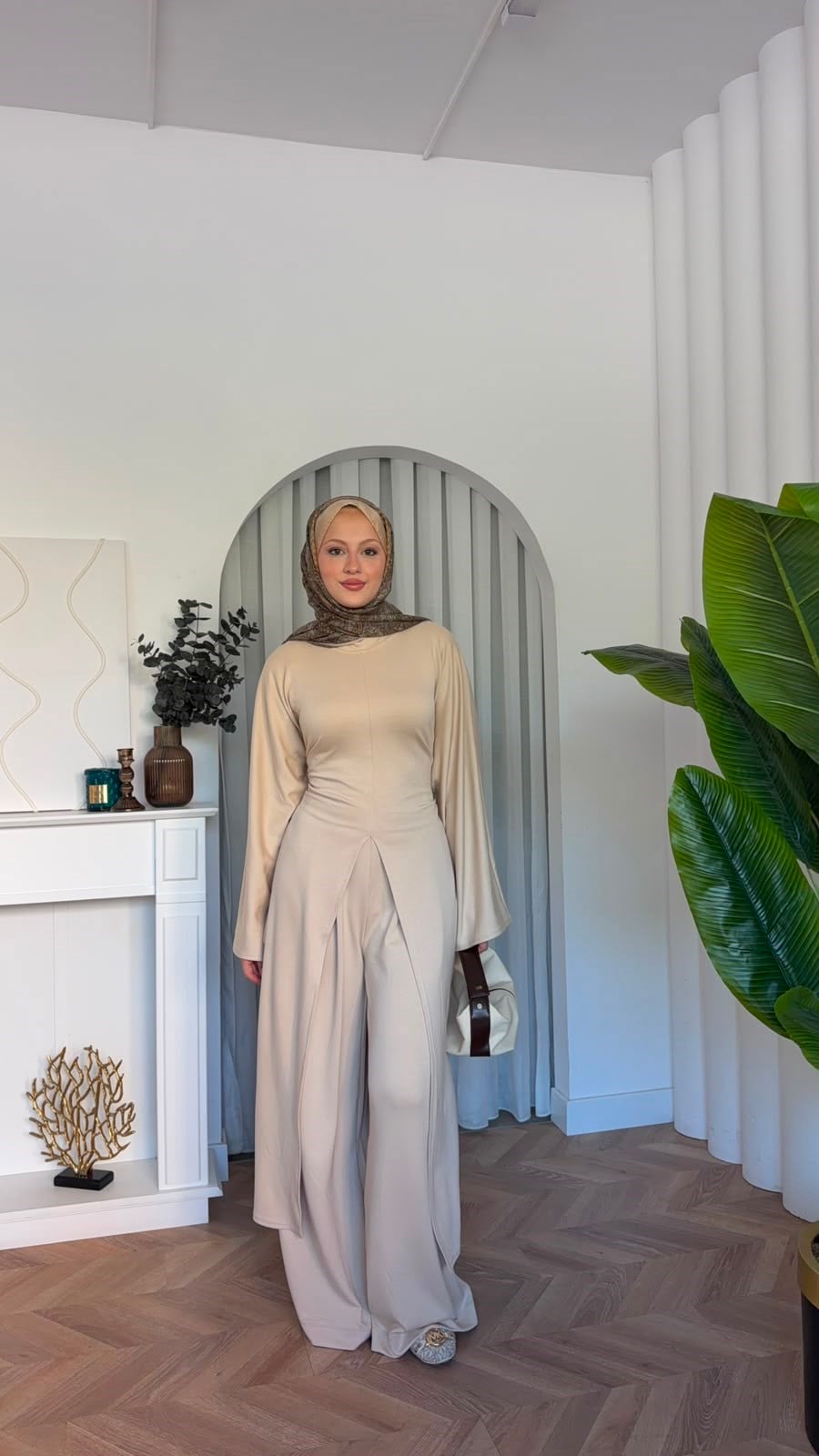 MEYSADESIGN PANTOLON TAKIM Polen Oysh İkili Takım Bej