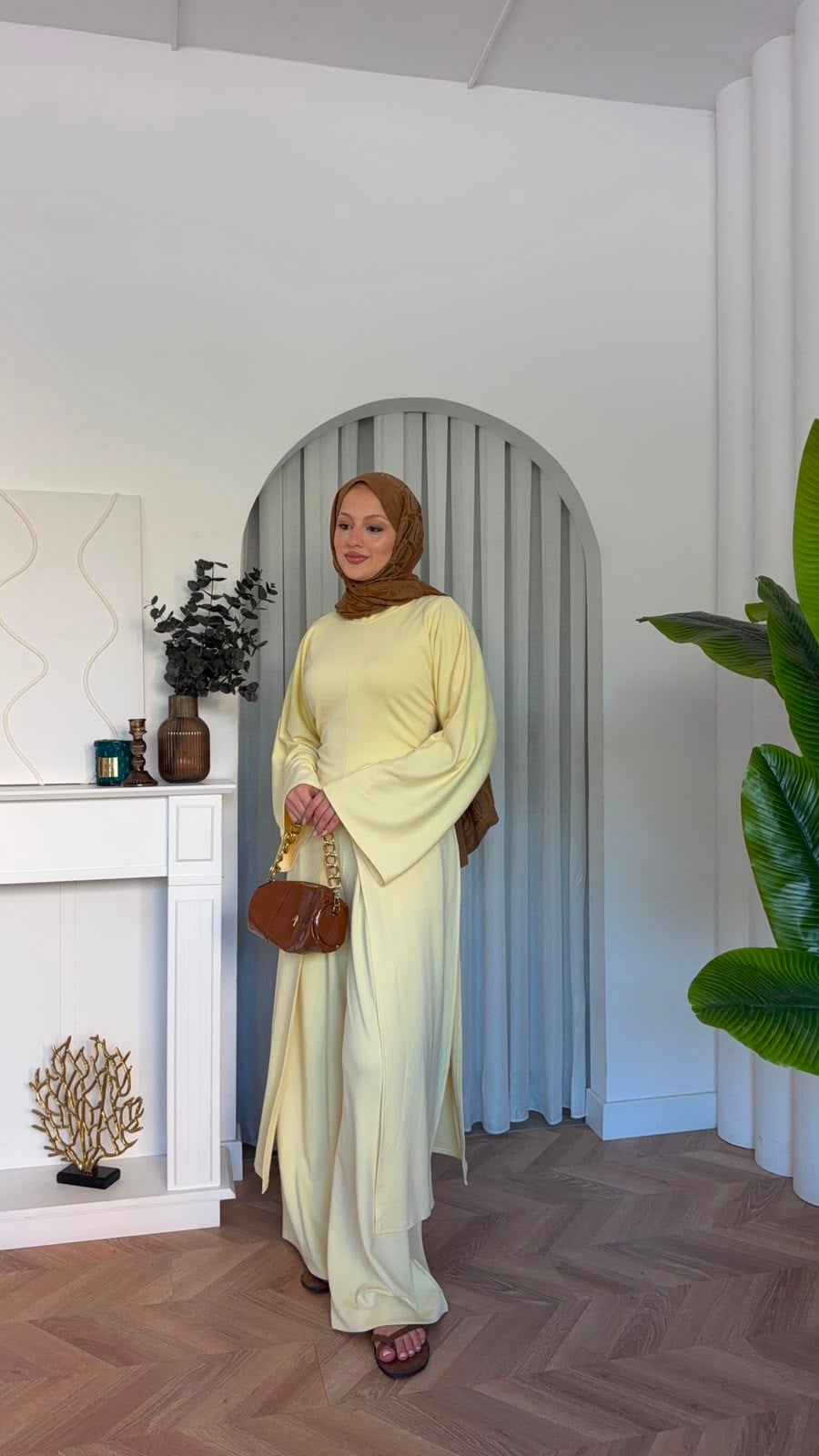 MEYSADESIGN PANTOLON TAKIM Polen Oysh İkili Takım Sarı