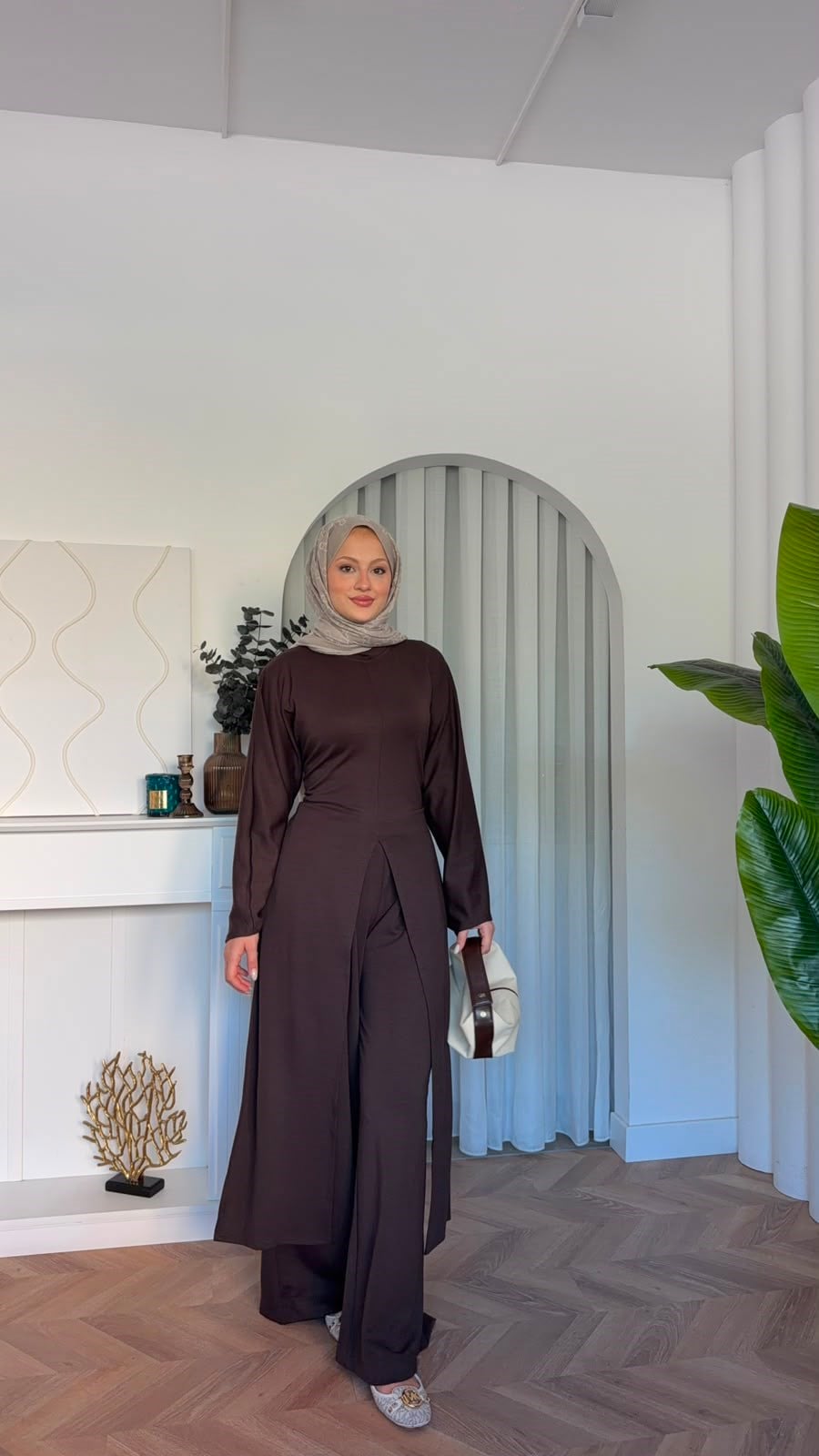 MEYSADESIGN PANTOLON TAKIM Polen Oysh İkili Takım Acı Kahve