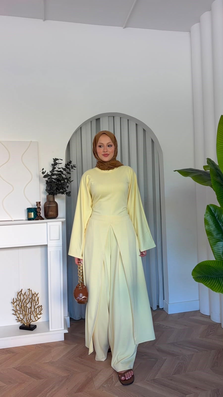 MEYSADESIGN PANTOLON TAKIM Polen Oysh İkili Takım Sarı