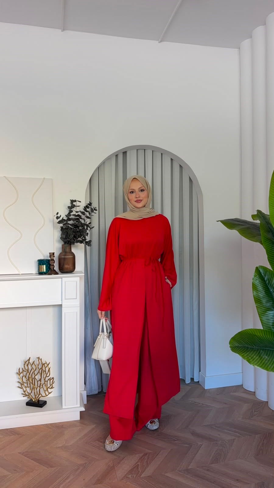 MEYSADESIGN PANTOLON TAKIM Polen Oysh İkili Takım Kırmızı