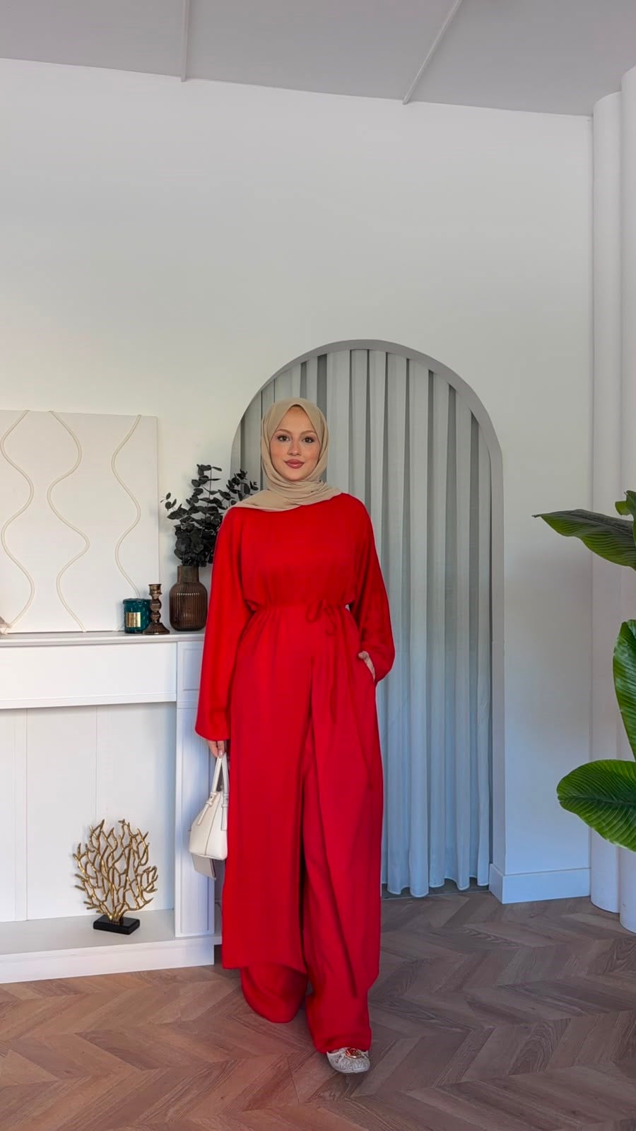 MEYSADESIGN PANTOLON TAKIM Polen Oysh İkili Takım Kırmızı