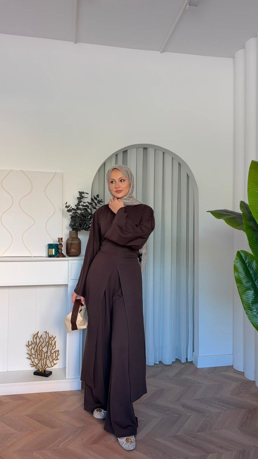 MEYSADESIGN PANTOLON TAKIM Polen Oysh İkili Takım Acı Kahve