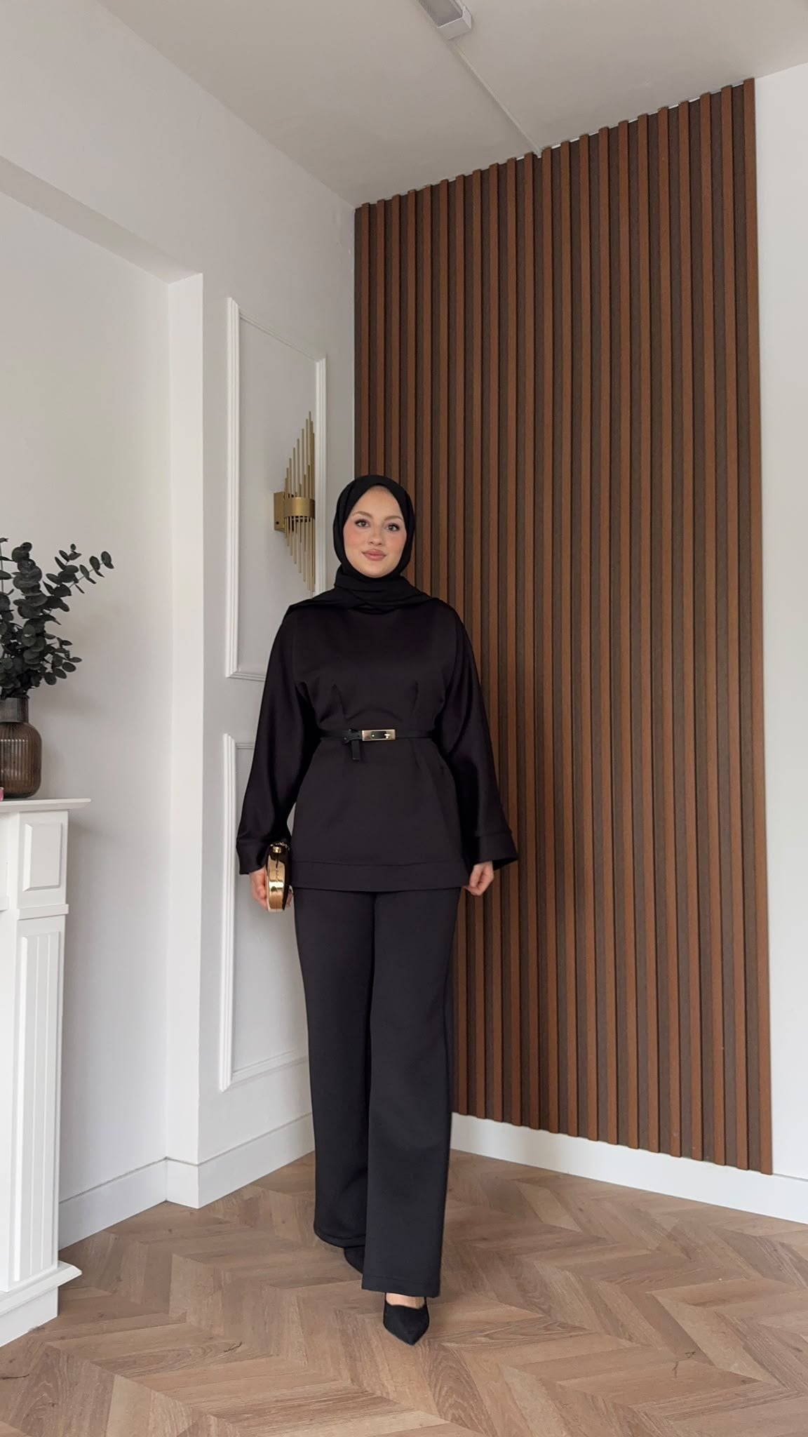 MEYSADESIGN PANTOLON TAKIM Puf Scuba Pantolonlu Takım Siyah
