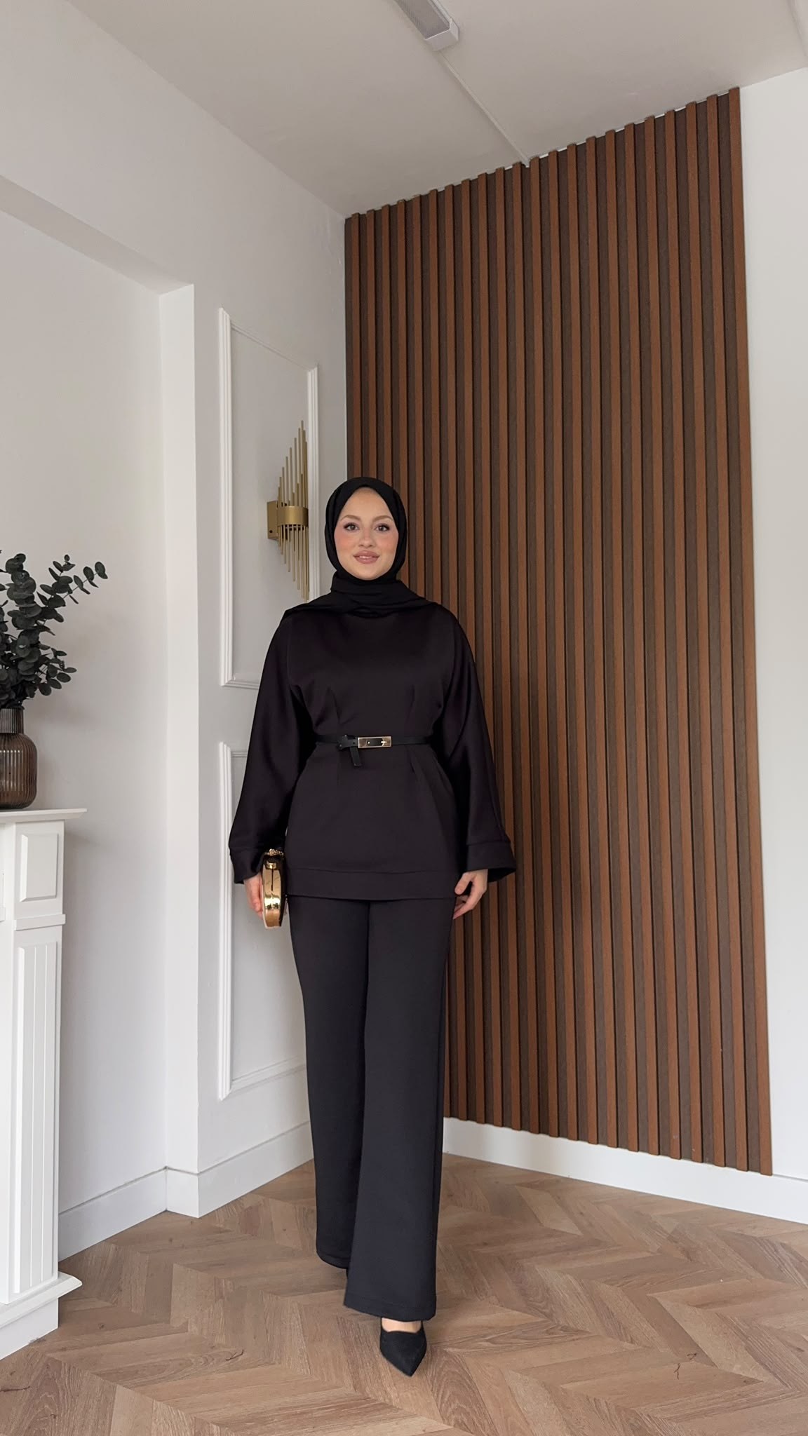MEYSADESIGN PANTOLON TAKIM Puf Scuba Pantolonlu Takım Siyah