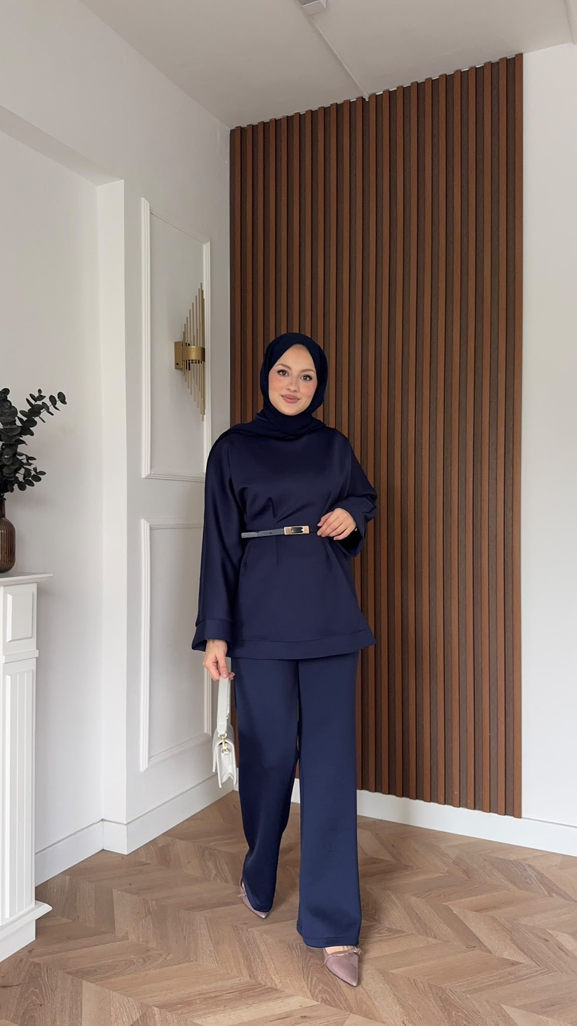 MEYSADESIGN PANTOLON TAKIM Puf Scuba Pantolonlu Takım Lacivert