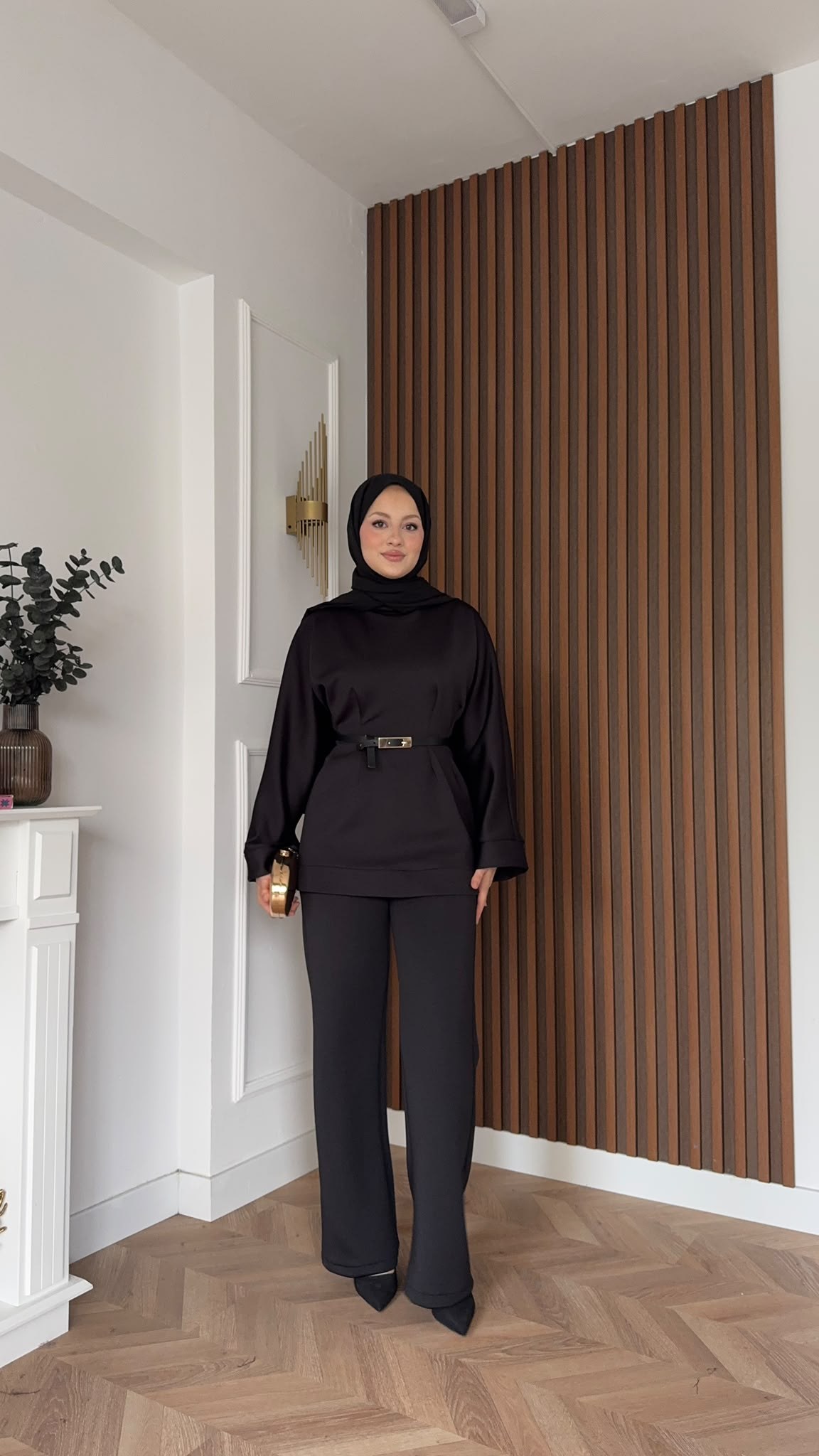MEYSADESIGN PANTOLON TAKIM Puf Scuba Pantolonlu Takım Siyah