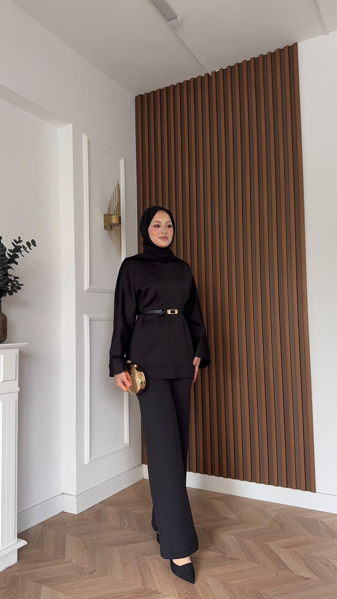 MEYSADESIGN PANTOLON TAKIM Puf Scuba Pantolonlu Takım Siyah