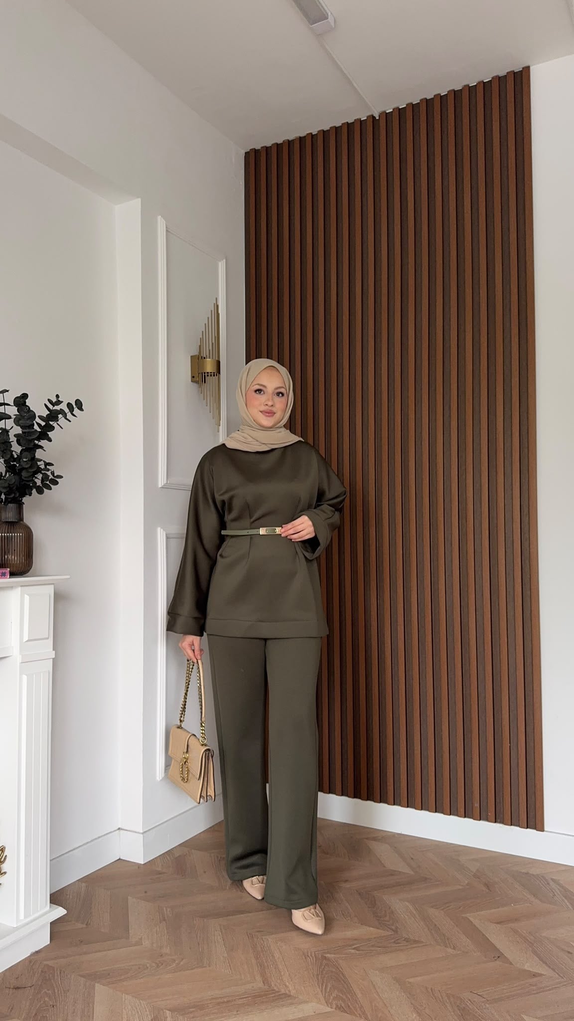 MEYSADESIGN PANTOLON TAKIM Puf Scuba Pantolonlu Takım Haki