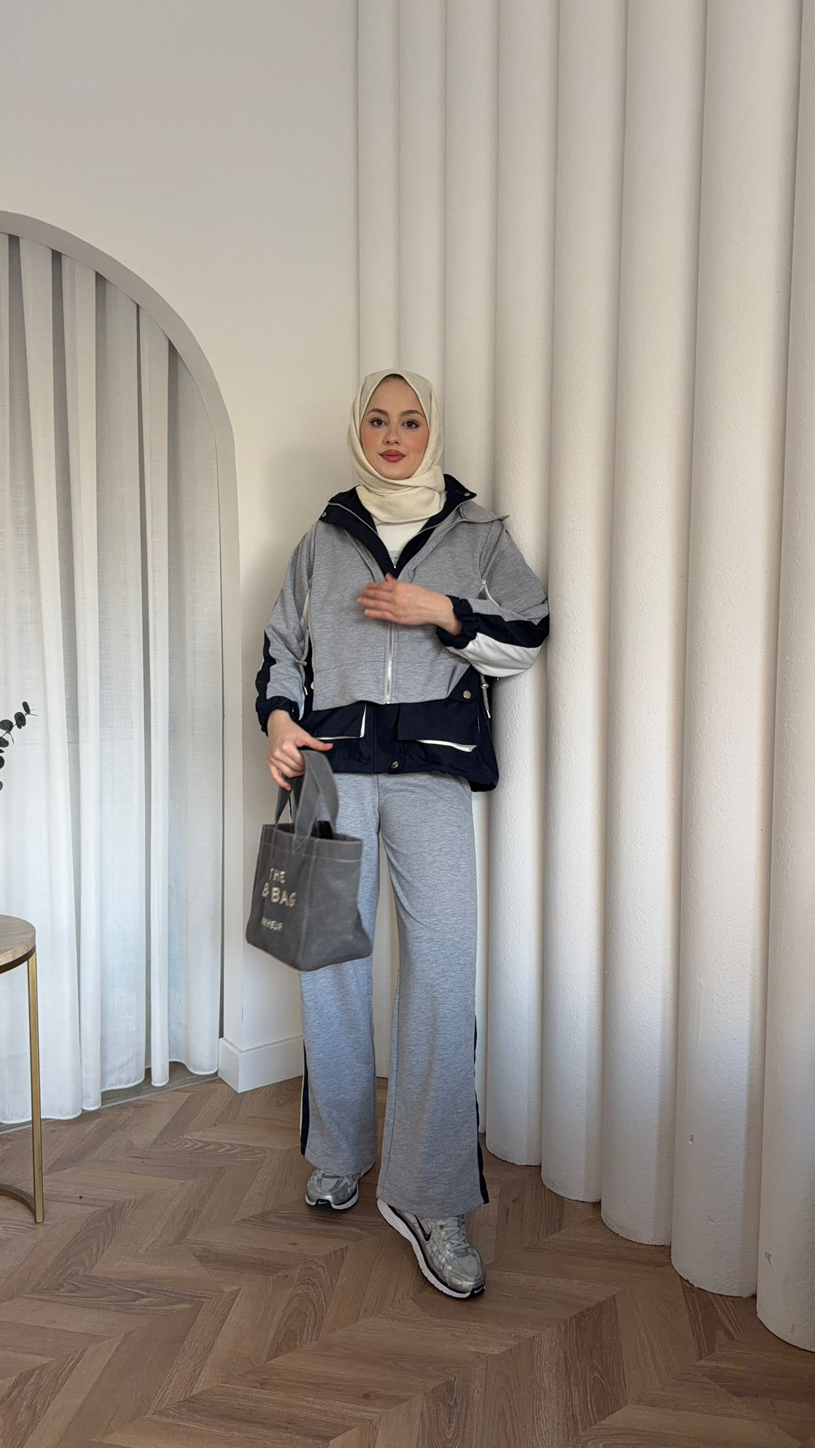 MEYSADESIGN PANTOLON TAKIM Puli Parçalı Spor Takım Gri