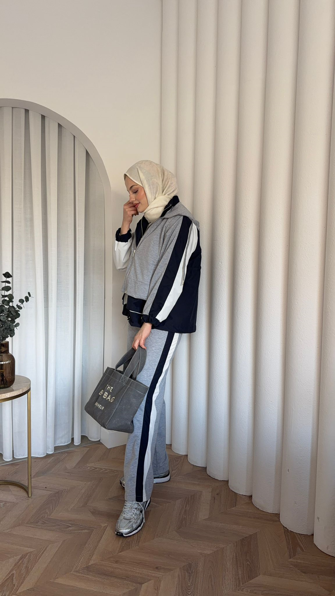 MEYSADESIGN PANTOLON TAKIM Puli Parçalı Spor Takım Gri