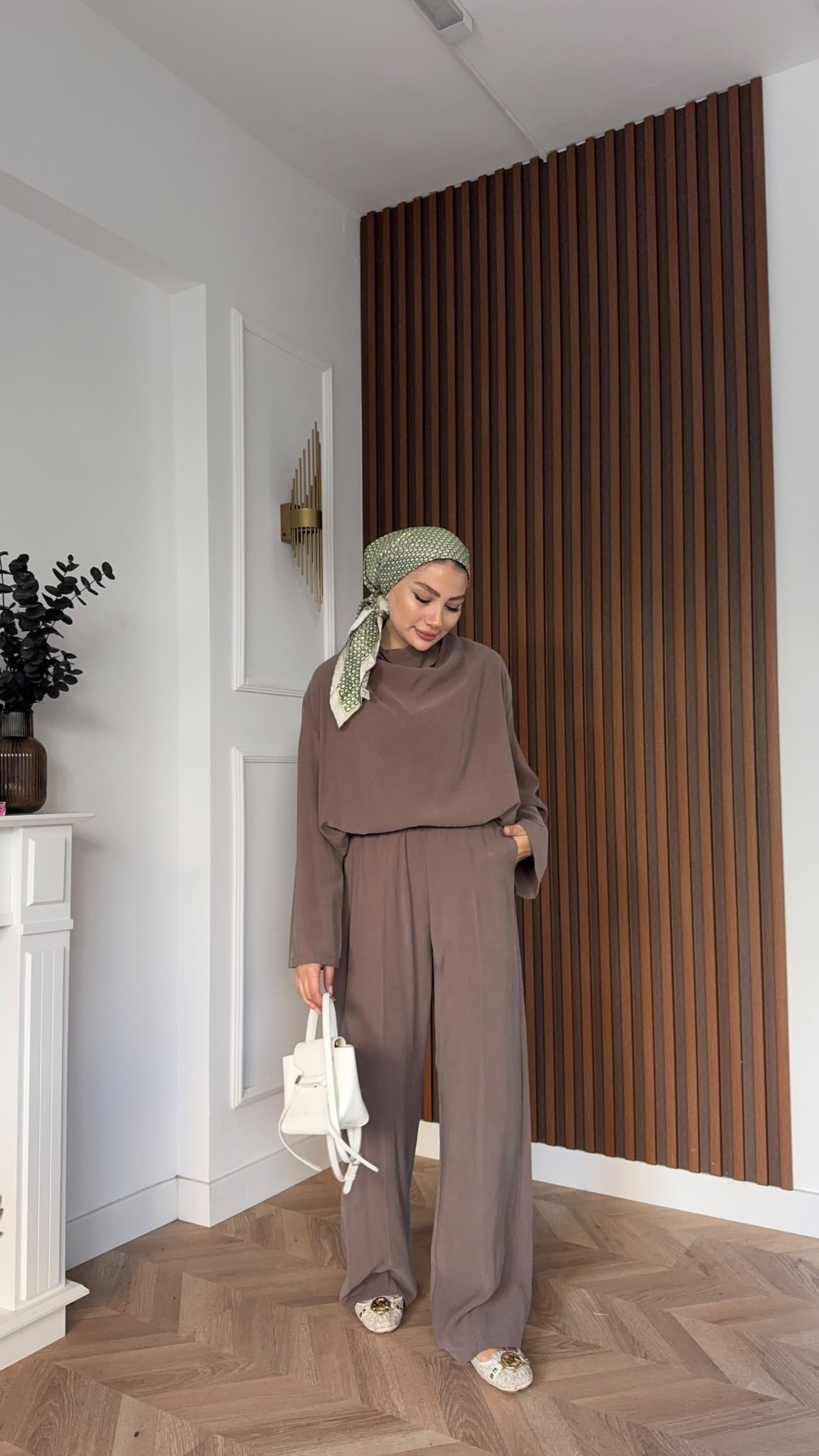MEYSADESIGN PANTOLON TAKIM Qesa Dik Yaka İkili Takım Vizon