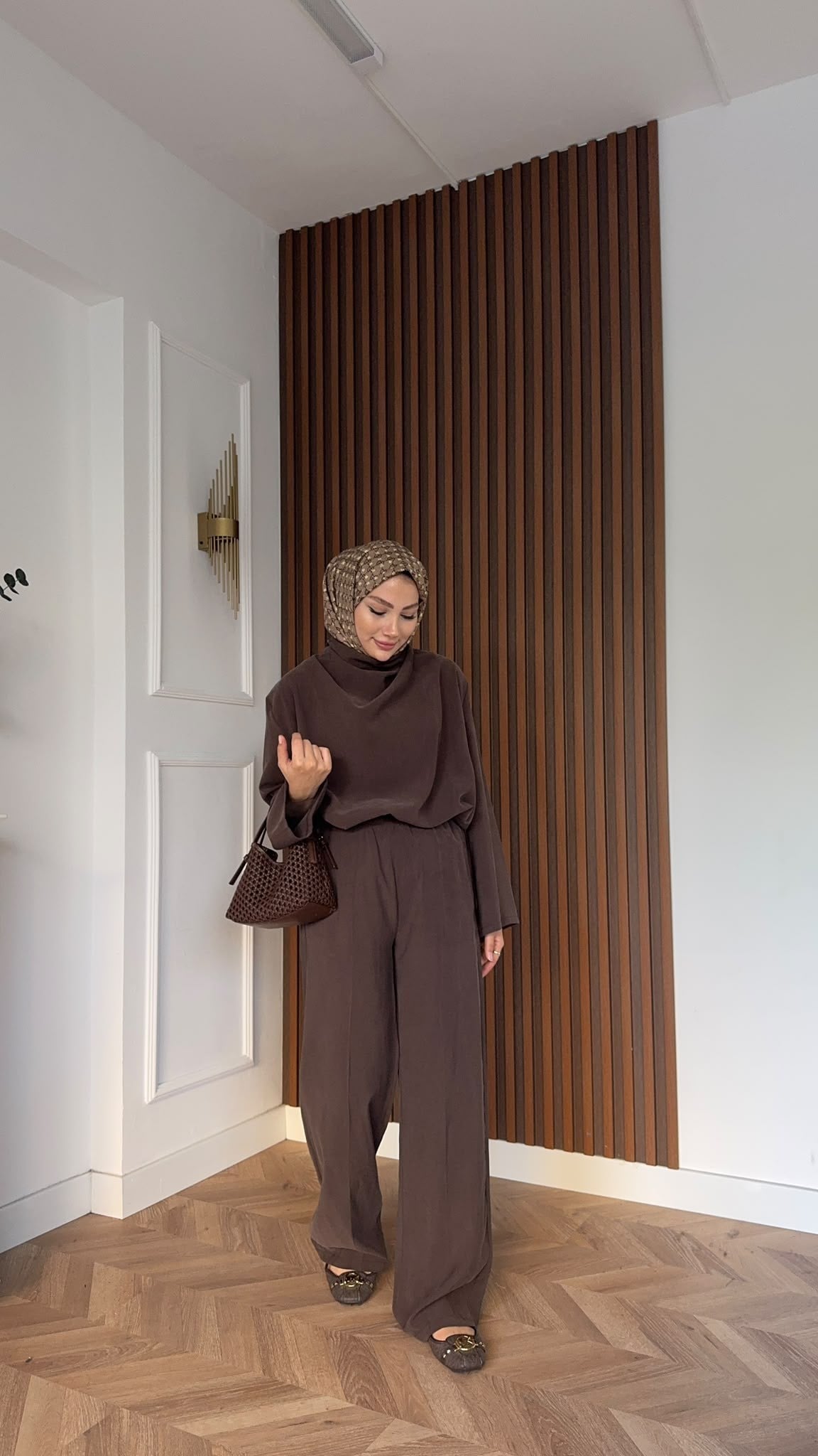 MEYSADESIGN PANTOLON TAKIM Qesa Dik Yaka İkili Takım Acı Kahve