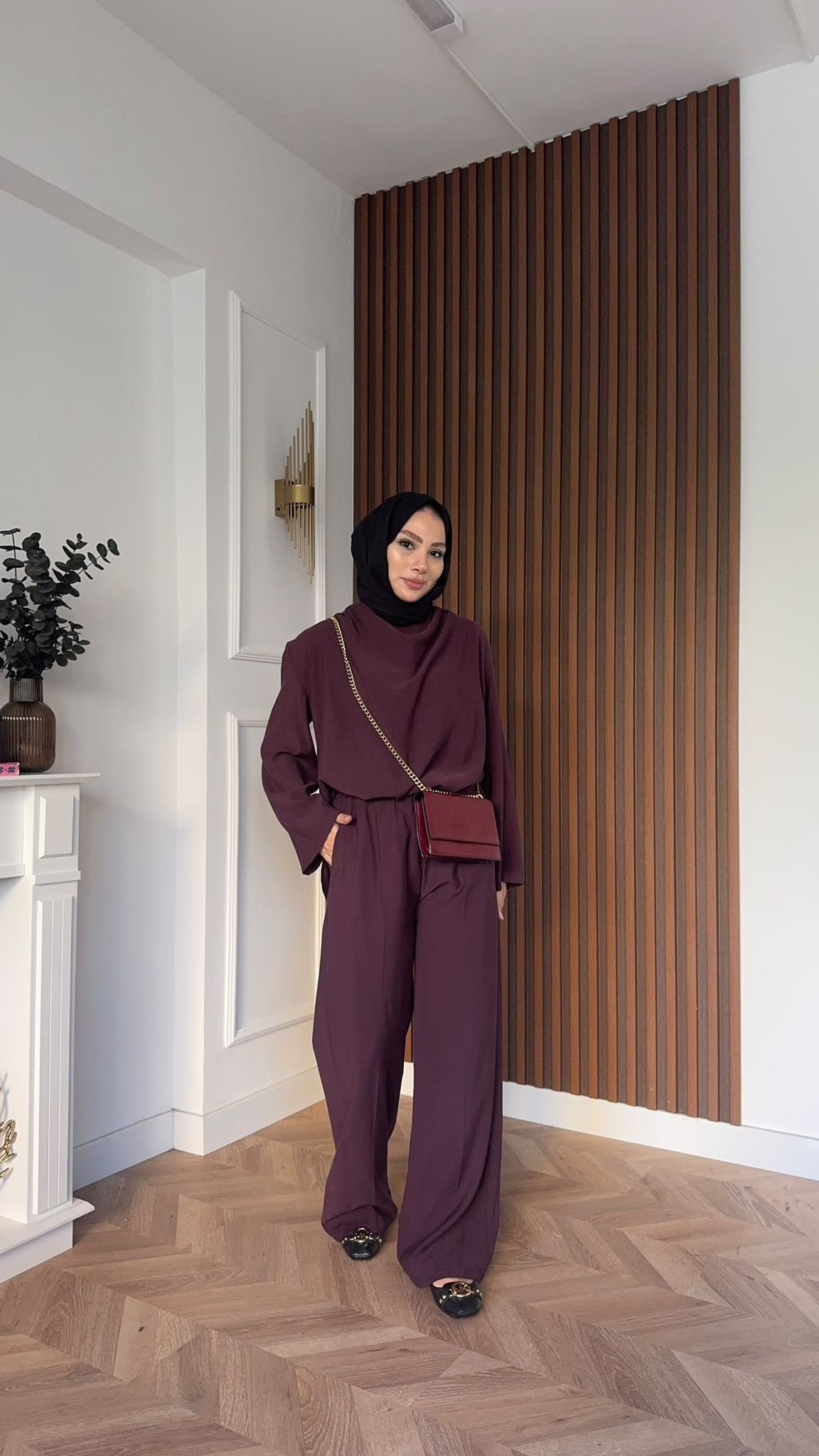 MEYSADESIGN PANTOLON TAKIM Qesa Dik Yaka İkili Takım Burgonya