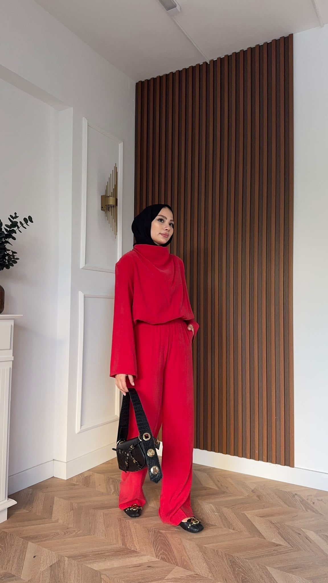 MEYSADESIGN PANTOLON TAKIM Qesa Dik Yaka İkili Takım Kırmızı