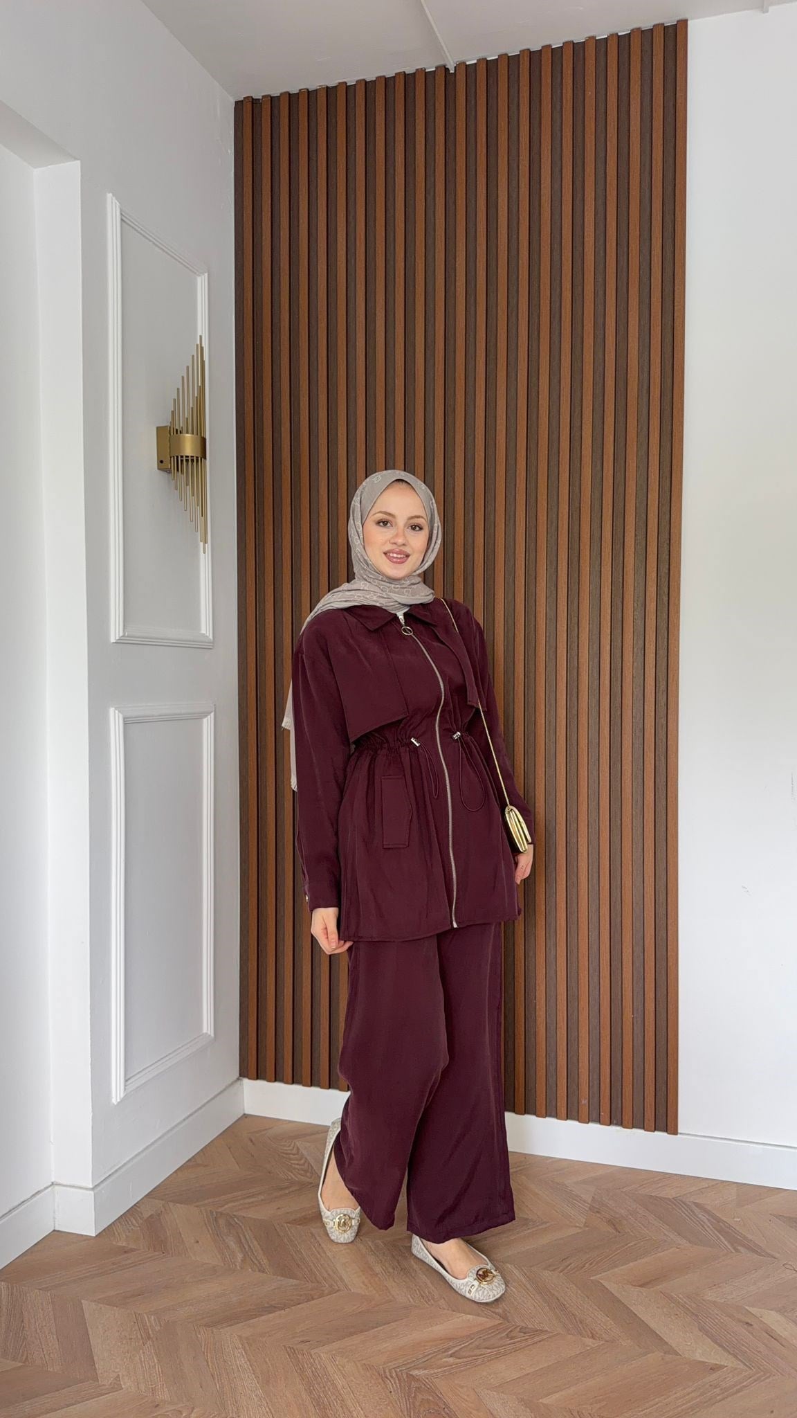 MEYSADESIGN PANTOLON TAKIM Quse Tensel Pantolonlu Takım Bordo