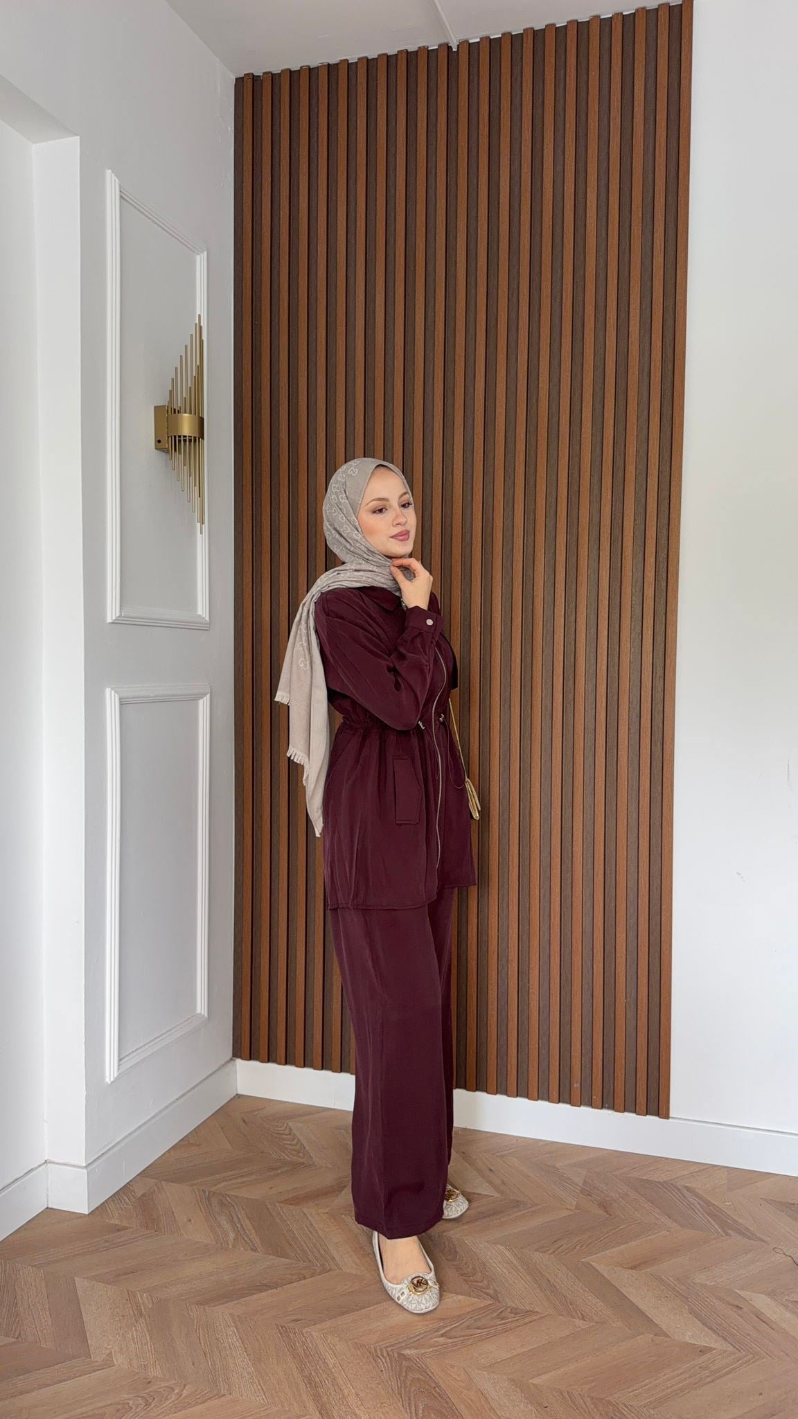 MEYSADESIGN PANTOLON TAKIM Quse Tensel Pantolonlu Takım Bordo