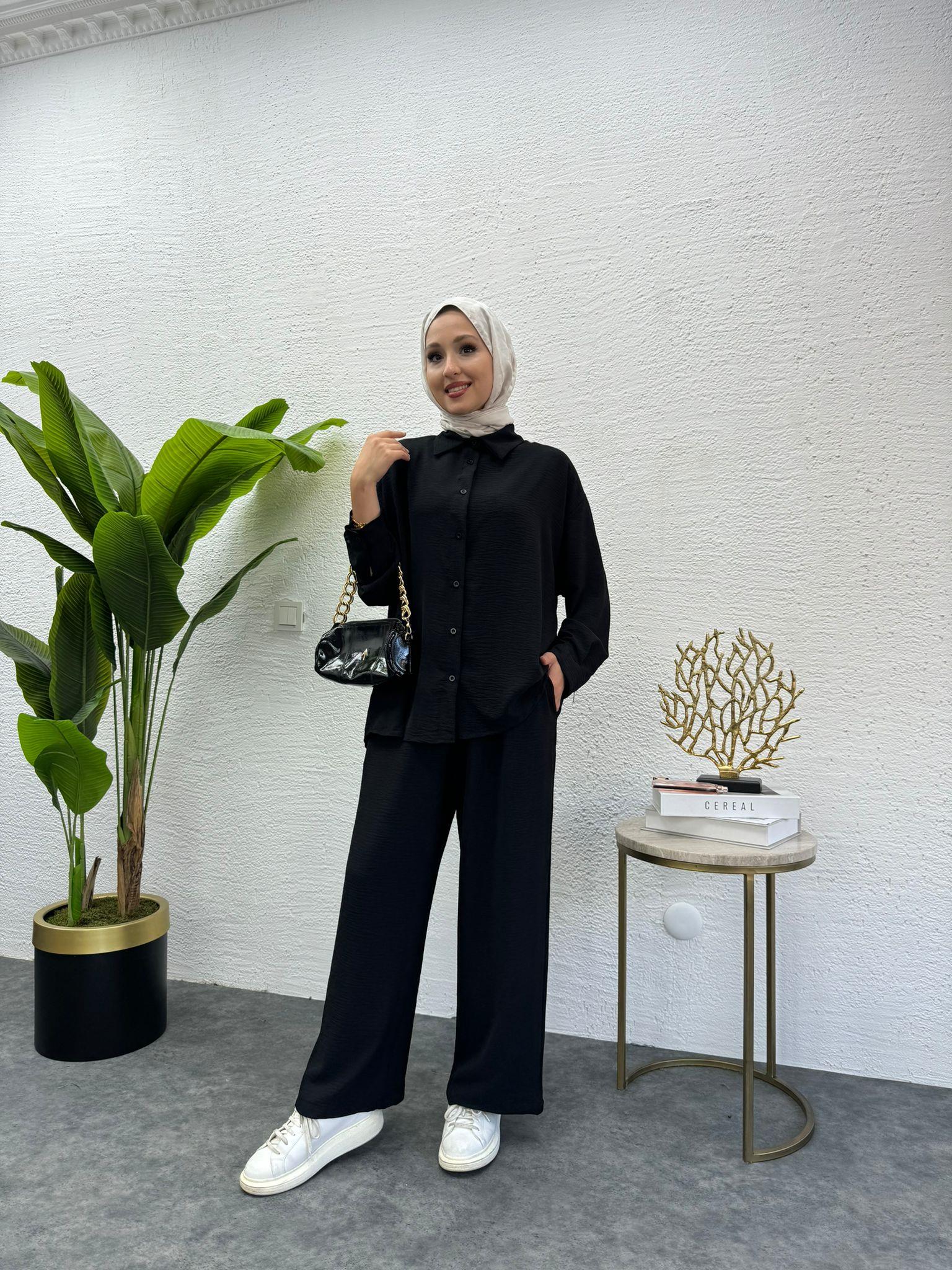 MEYSADESIGN PANTOLON TAKIM Relax Aerobin Takım Siyah