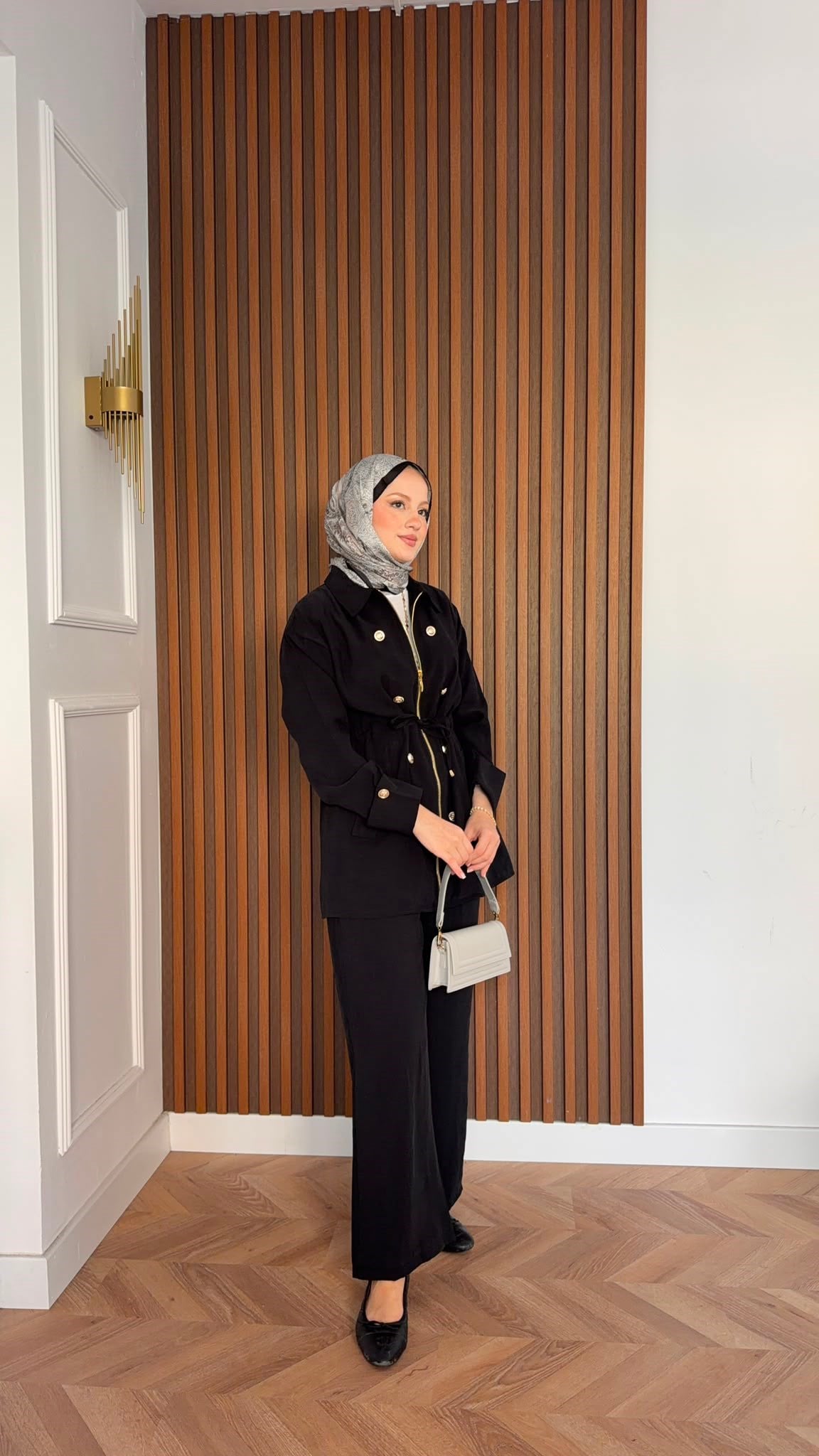 MEYSADESIGN PANTOLON TAKIM Roma Gold Düğmeli Tensel Takım Siyah