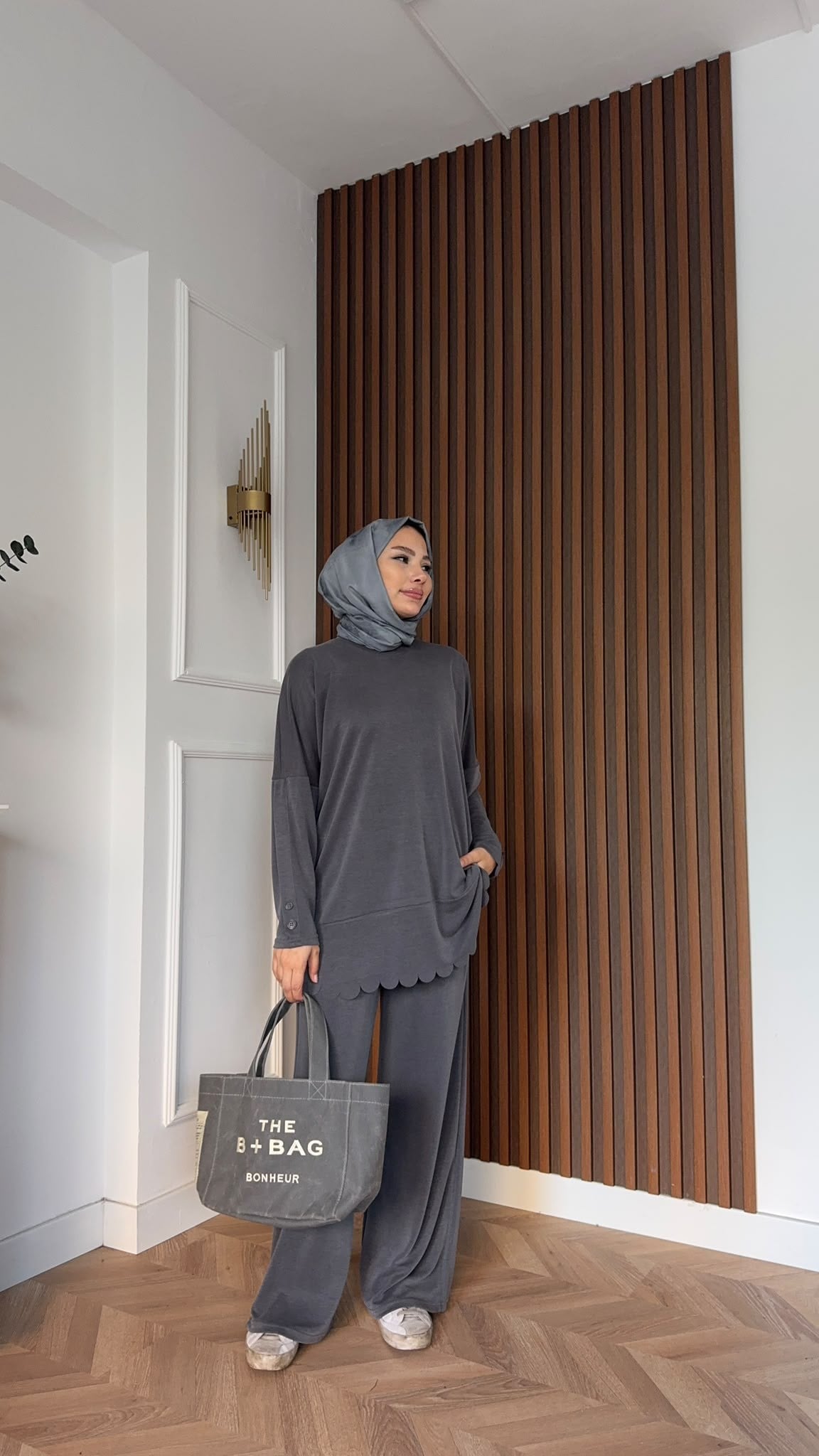 MEYSADESIGN PANTOLON TAKIM Rose Pike İkili Takım Antrasit