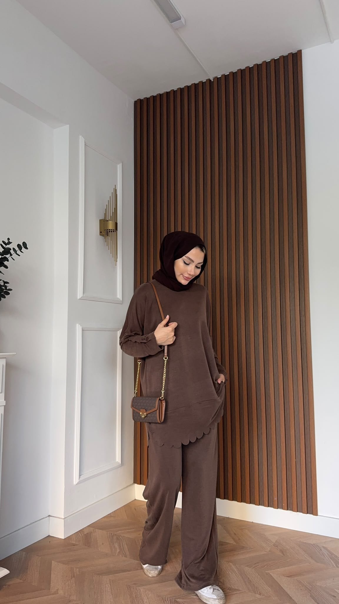 MEYSADESIGN PANTOLON TAKIM Rose Pike İkili Takım Acı Kahve