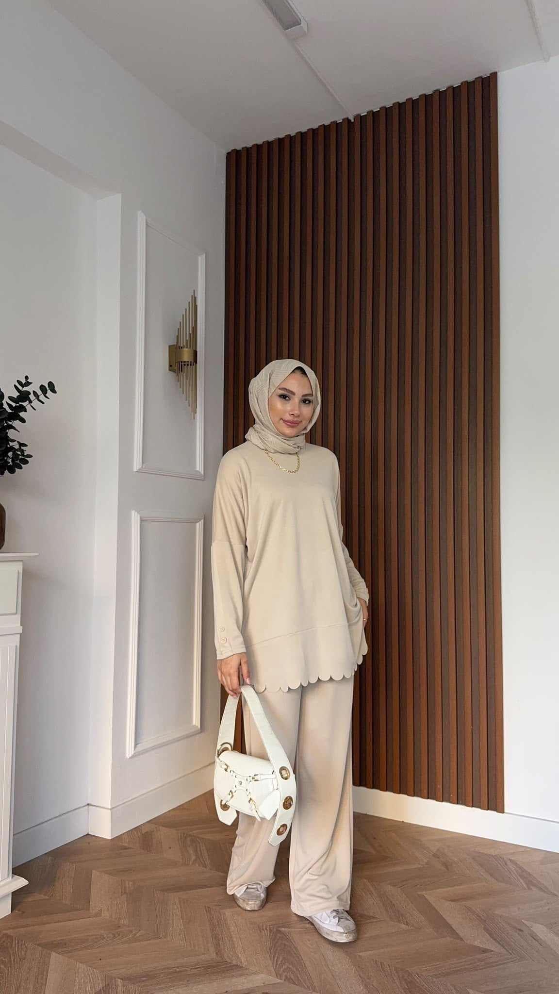 MEYSADESIGN PANTOLON TAKIM Rose Pike İkili Takım Bej