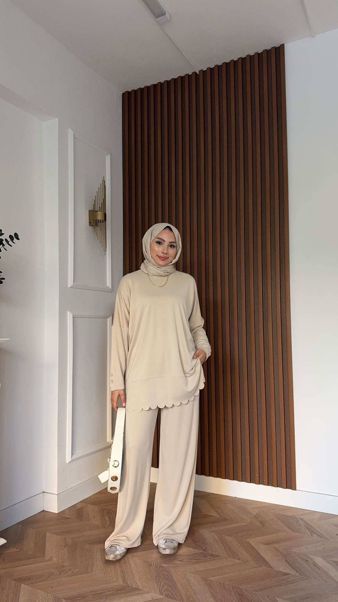 MEYSADESIGN PANTOLON TAKIM Rose Pike İkili Takım Bej