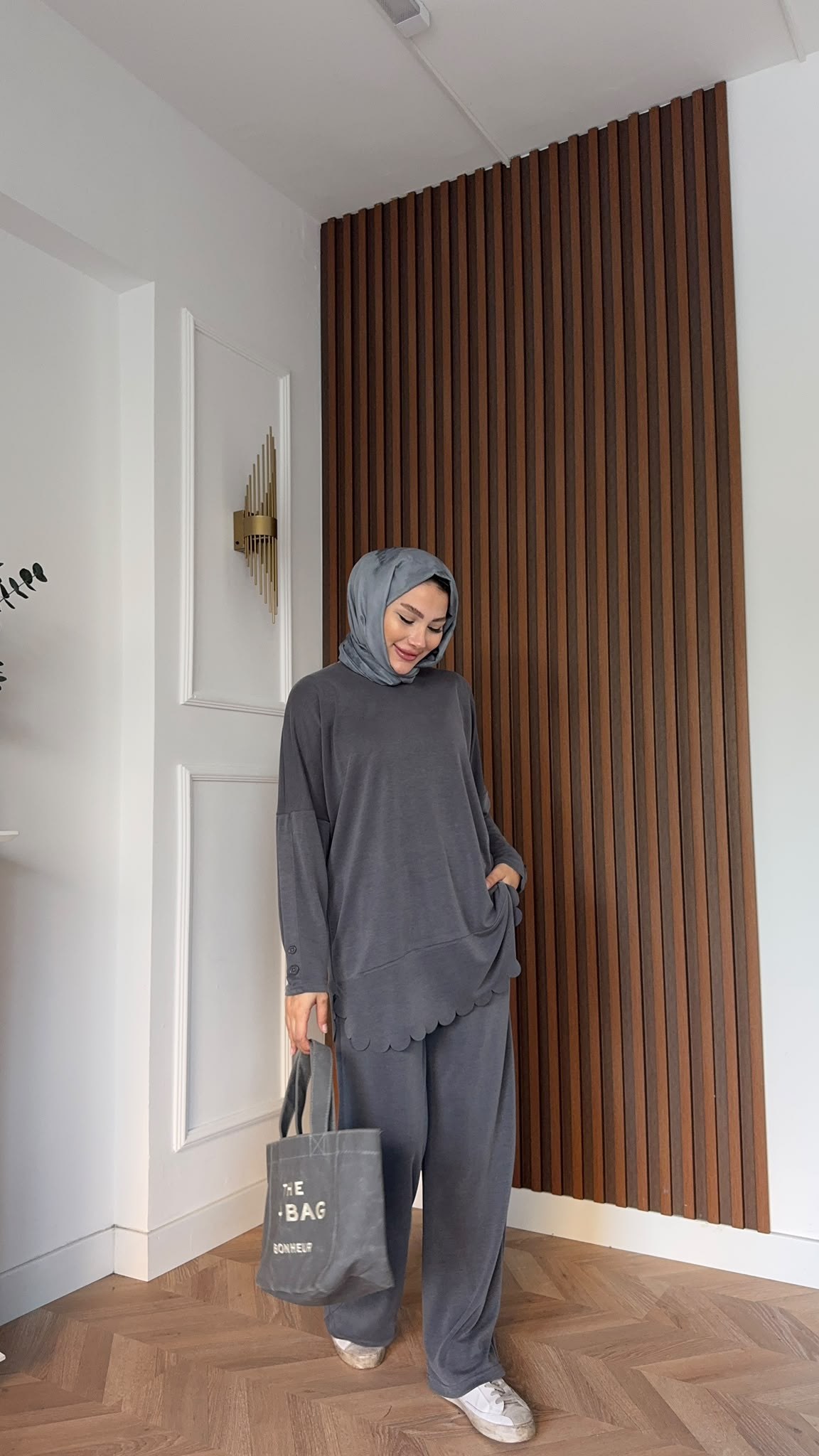MEYSADESIGN PANTOLON TAKIM Rose Pike İkili Takım Antrasit
