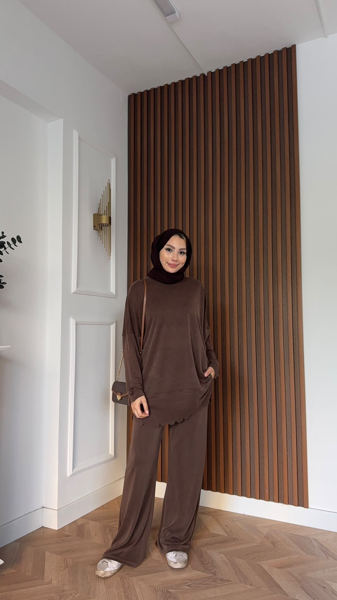 MEYSADESIGN PANTOLON TAKIM Rose Pike İkili Takım Acı Kahve