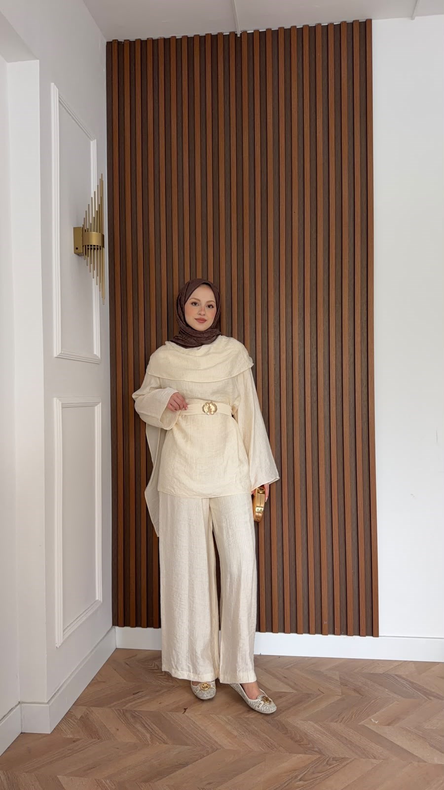 MEYSADESIGN PANTOLON TAKIM Şal Yakalı Tensel Pantolonlu Takım Bej