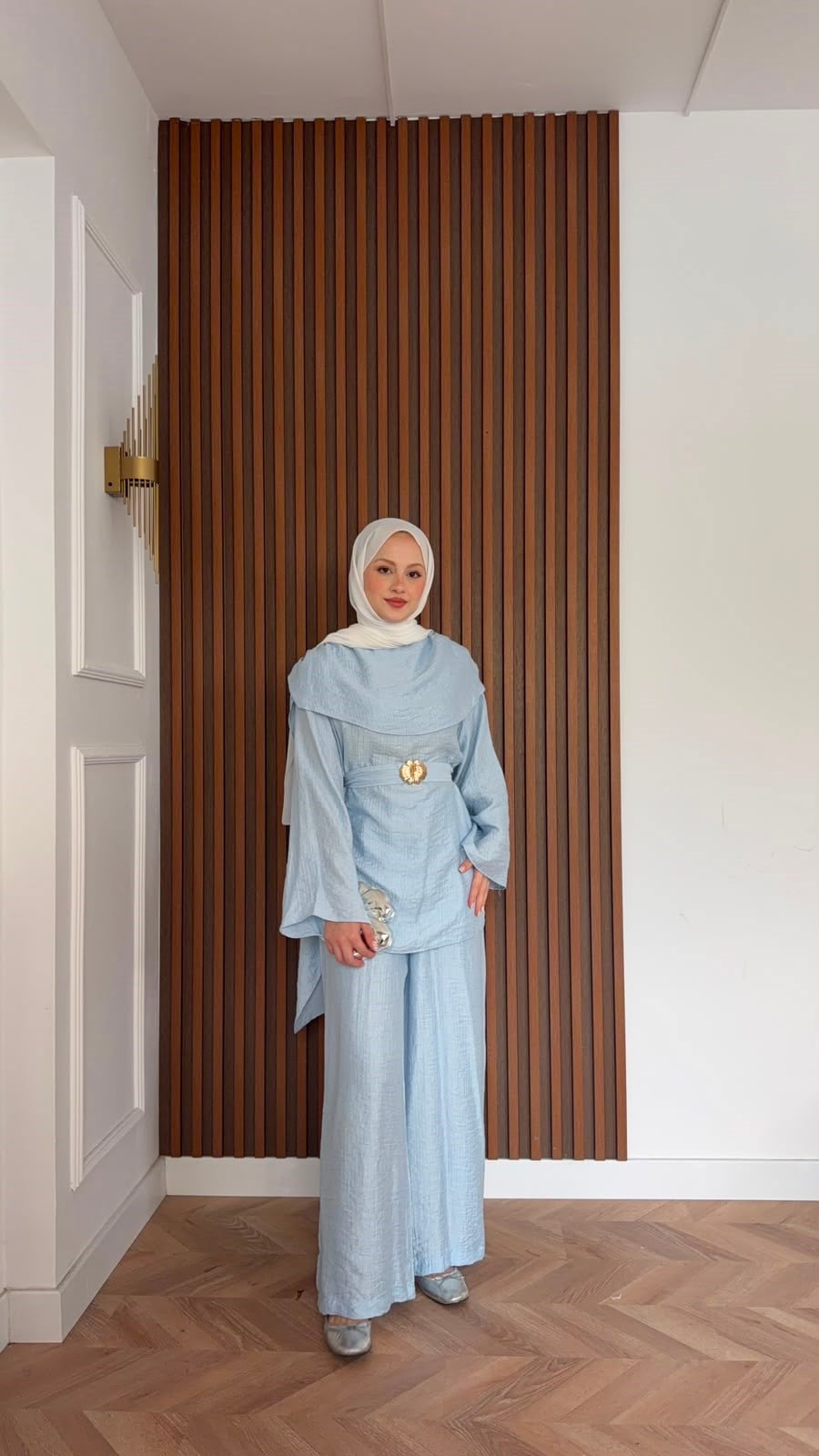 MEYSADESIGN PANTOLON TAKIM Şal Yakalı Tensel Pantolonlu Takım Bebe Mavisi