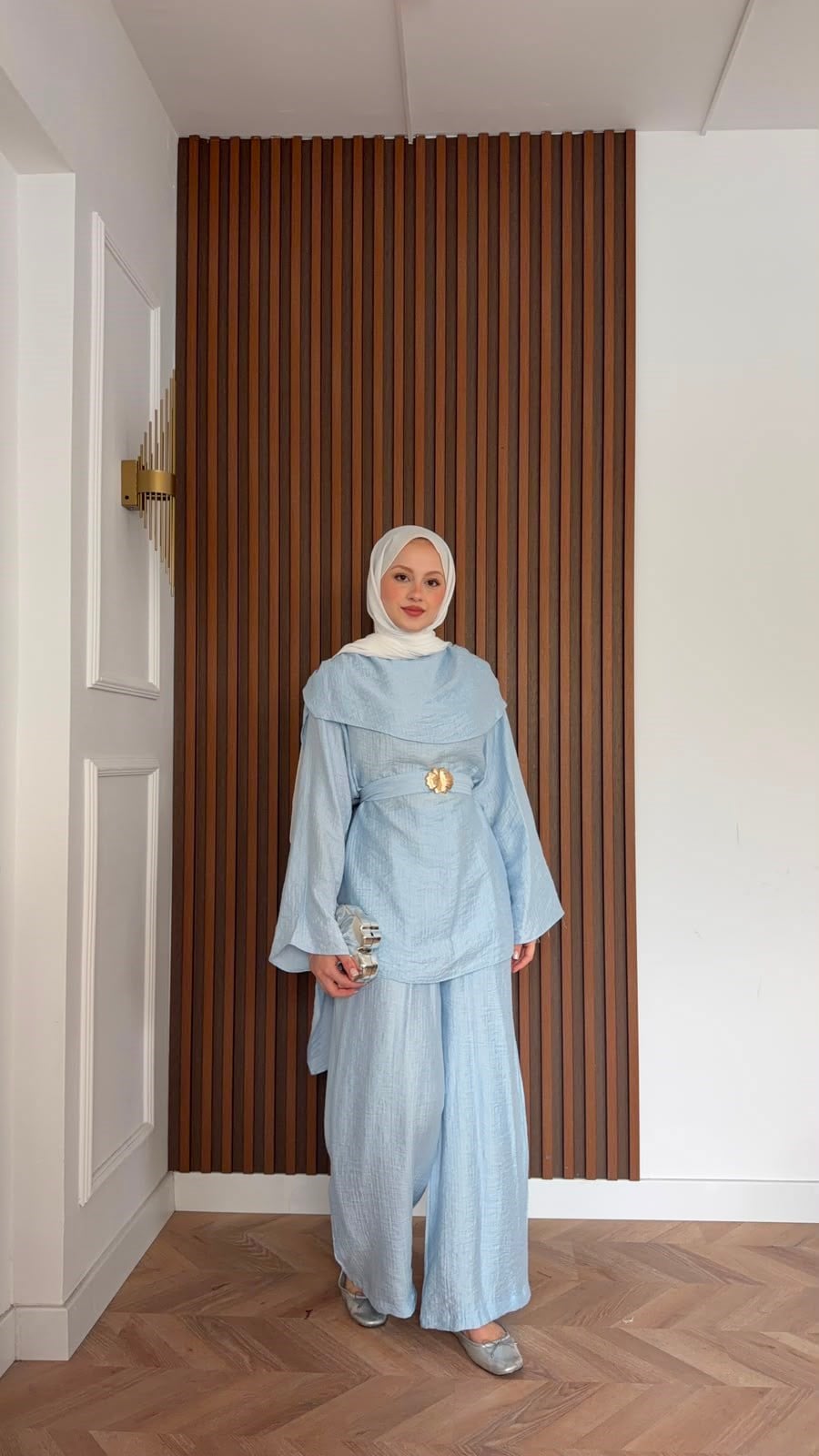 MEYSADESIGN PANTOLON TAKIM Şal Yakalı Tensel Pantolonlu Takım Bebe Mavisi