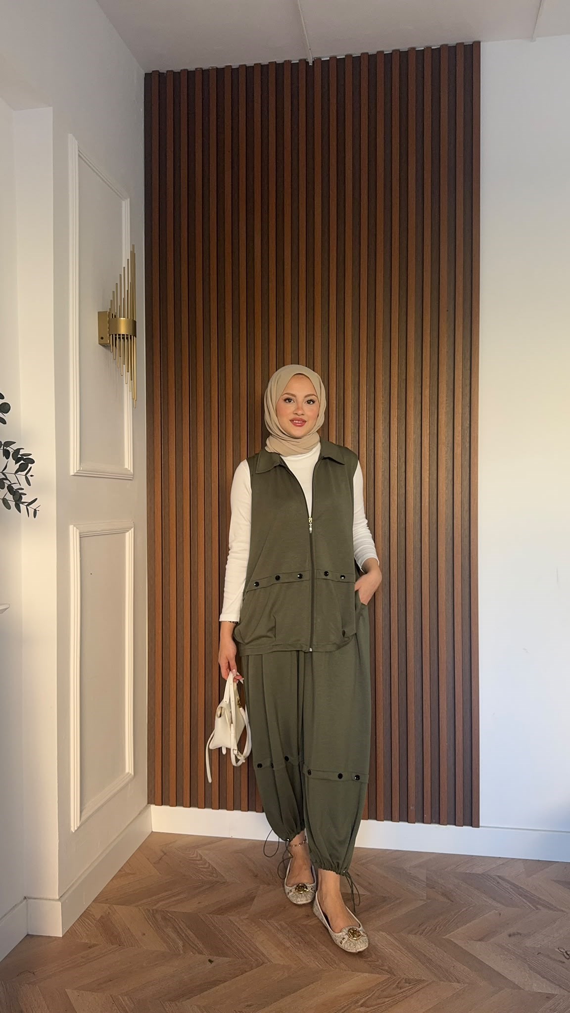 MEYSADESIGN PANTOLON TAKIM Şalvar Pantolonlu Oysh İkili Takım Haki