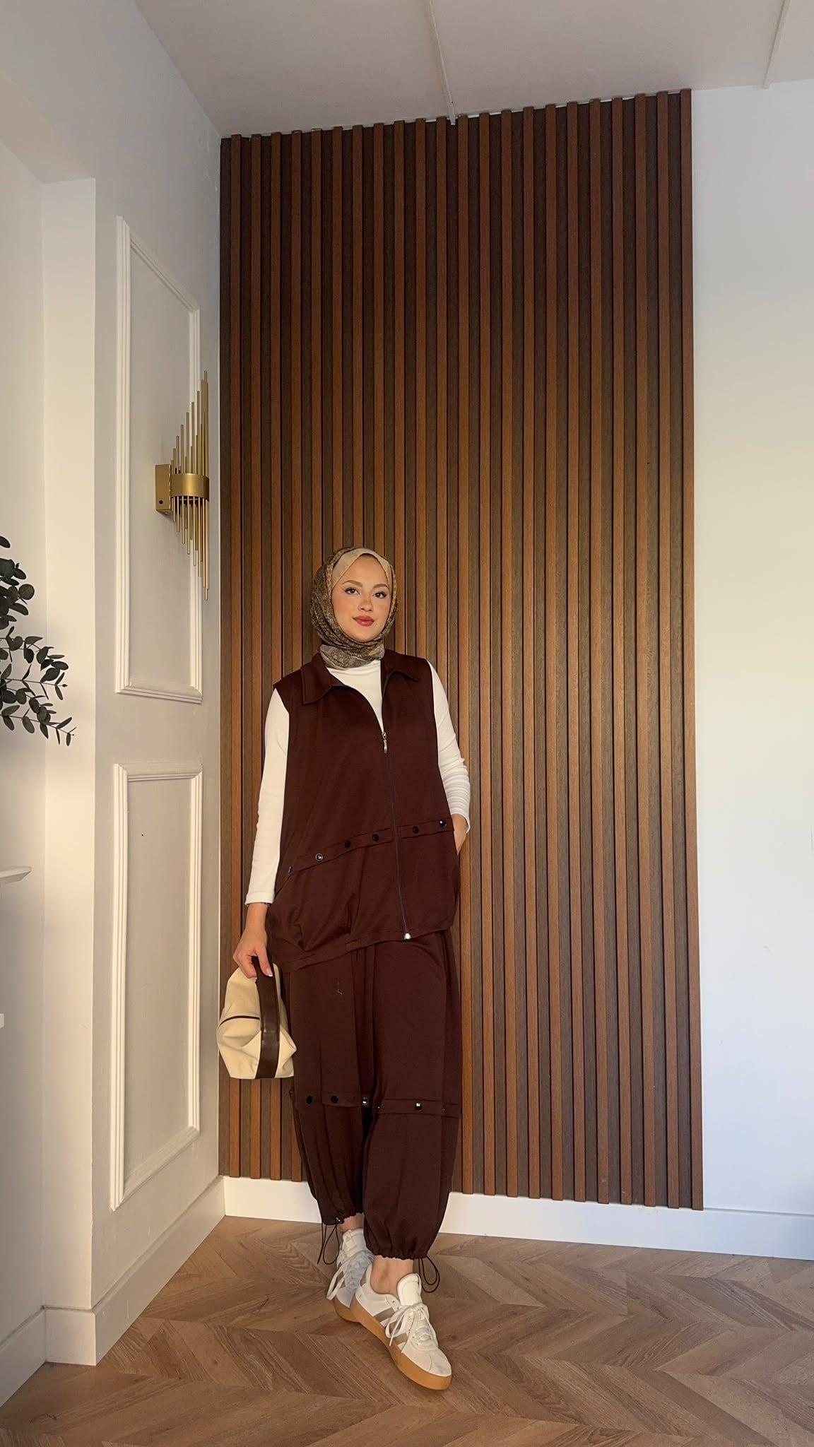 MEYSADESIGN PANTOLON TAKIM Şalvar Pantolonlu Oysh İkili Takım Acı Kahve