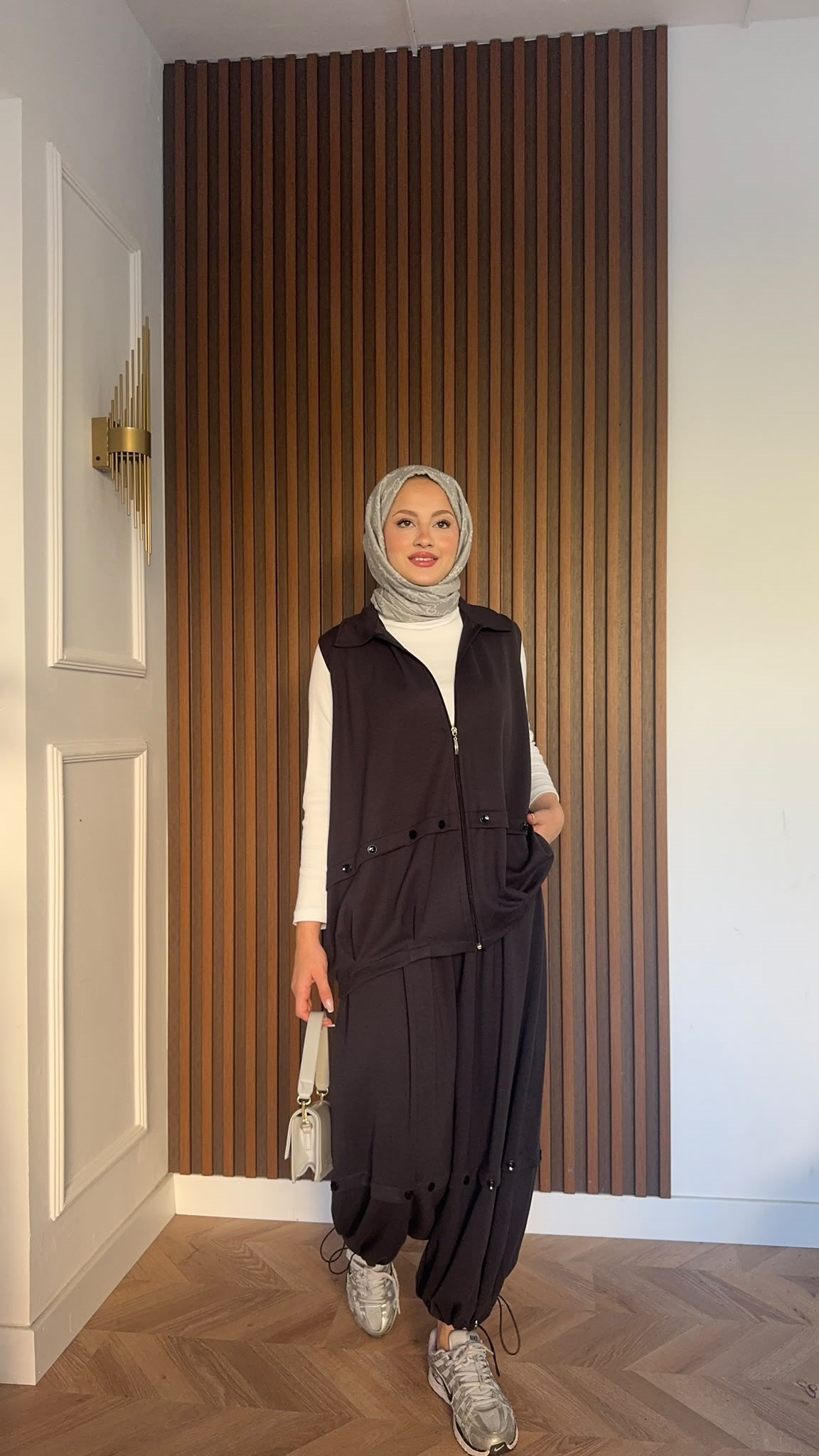 MEYSADESIGN PANTOLON TAKIM Şalvar Pantolonlu Oysh İkili Takım Antrasit