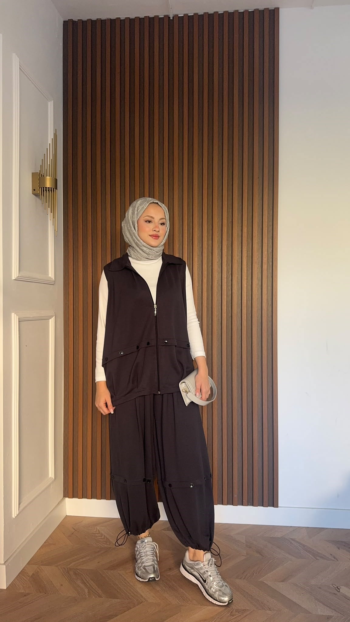 MEYSADESIGN PANTOLON TAKIM Şalvar Pantolonlu Oysh İkili Takım Antrasit