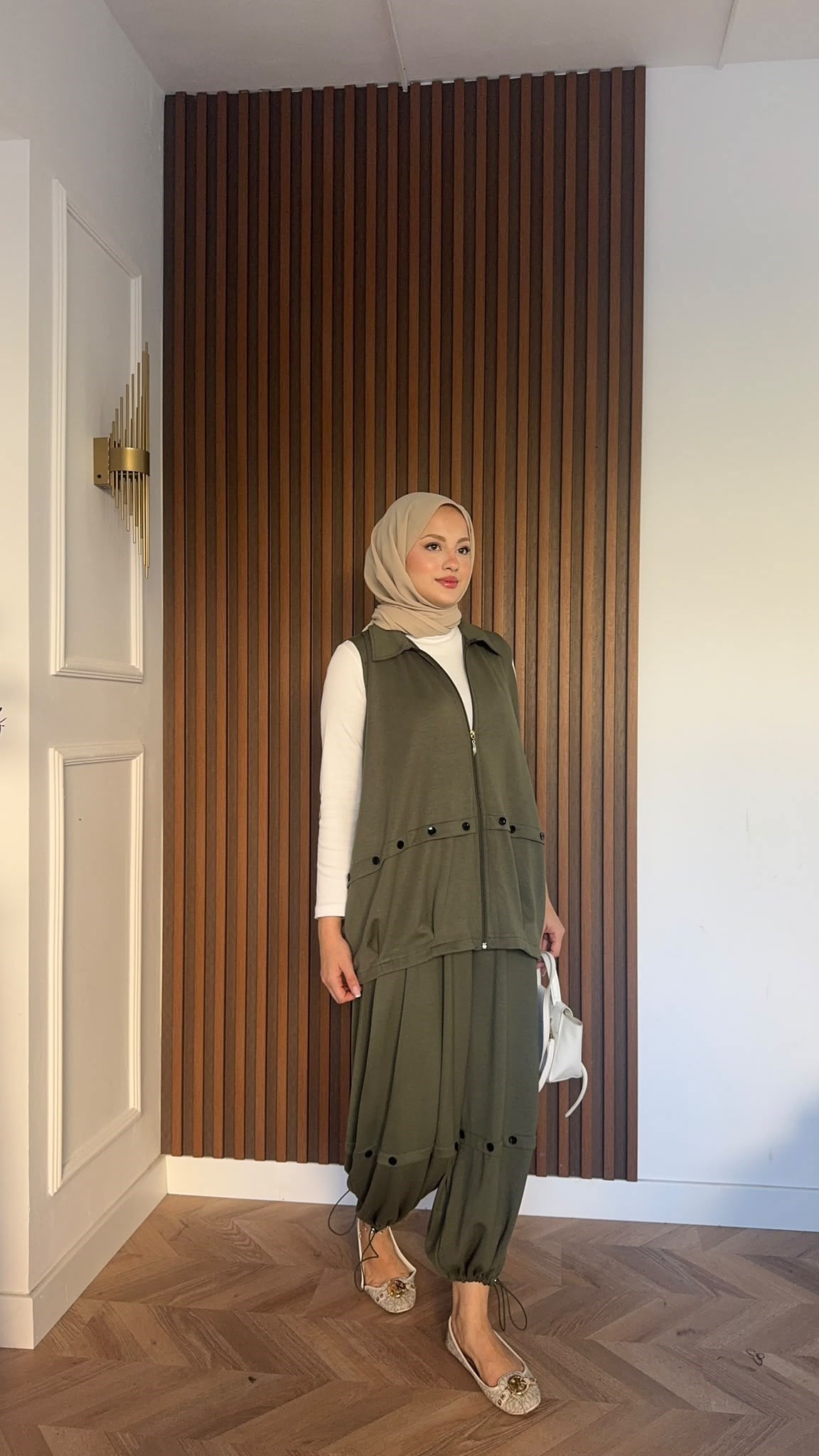 MEYSADESIGN PANTOLON TAKIM Şalvar Pantolonlu Oysh İkili Takım Haki