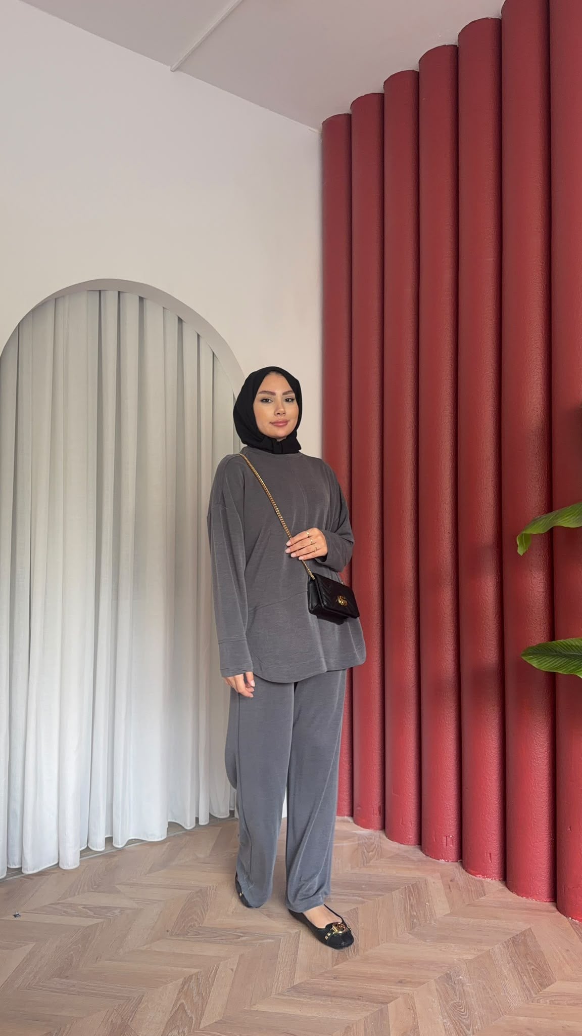 MEYSADESIGN PANTOLON TAKIM Sedef Pike Kumaş İkili Takım Antrasit
