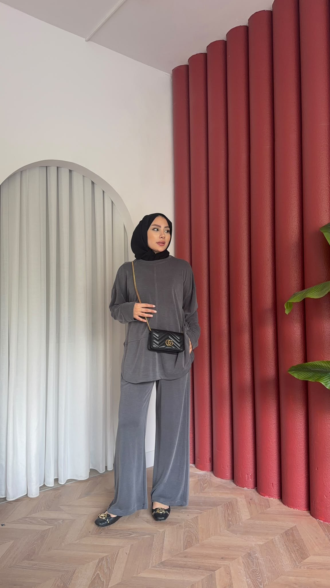 MEYSADESIGN PANTOLON TAKIM Sedef Pike Kumaş İkili Takım Antrasit