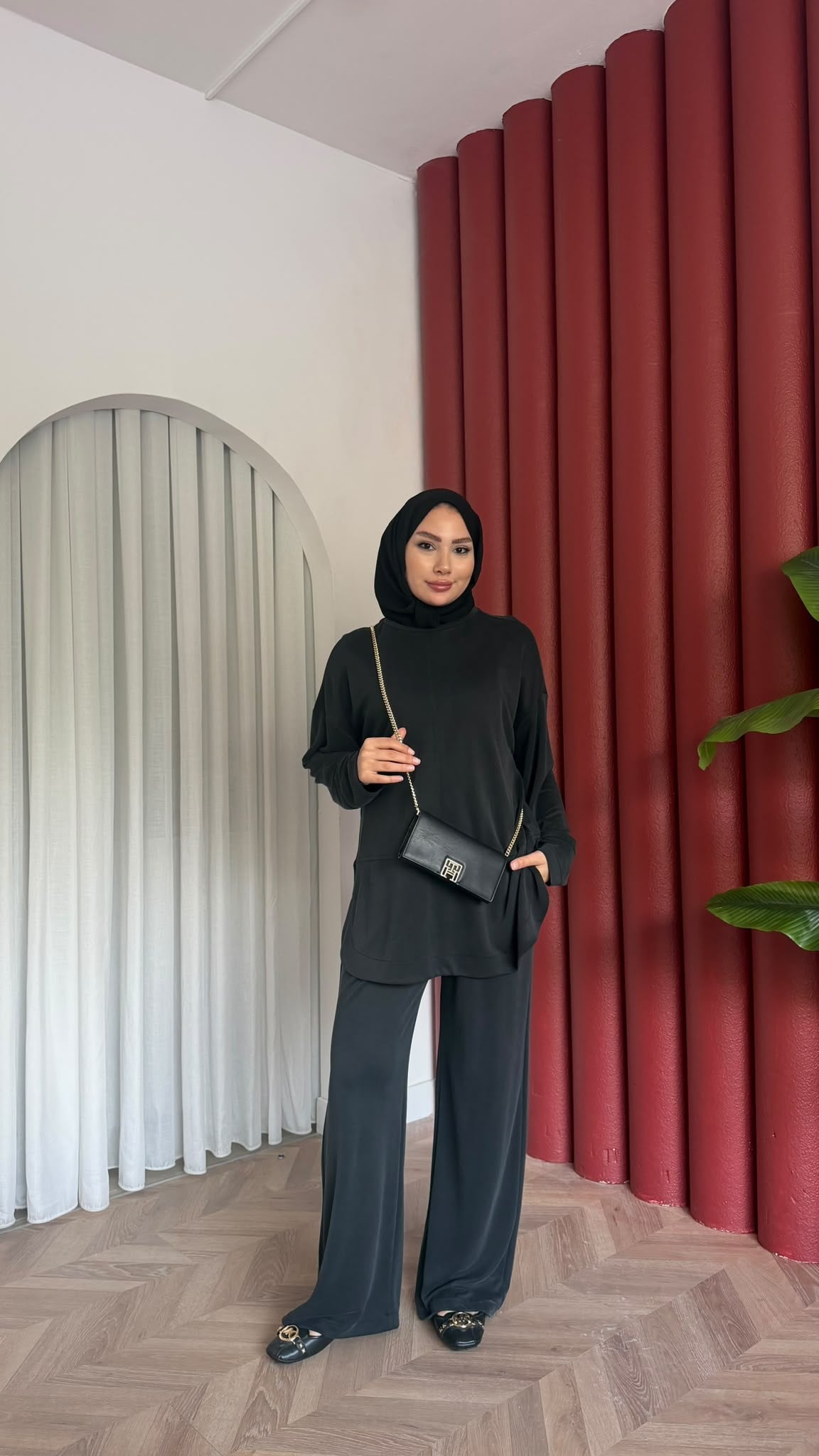 MEYSADESIGN PANTOLON TAKIM Sedef Pike Kumaş İkili Takım Siyah
