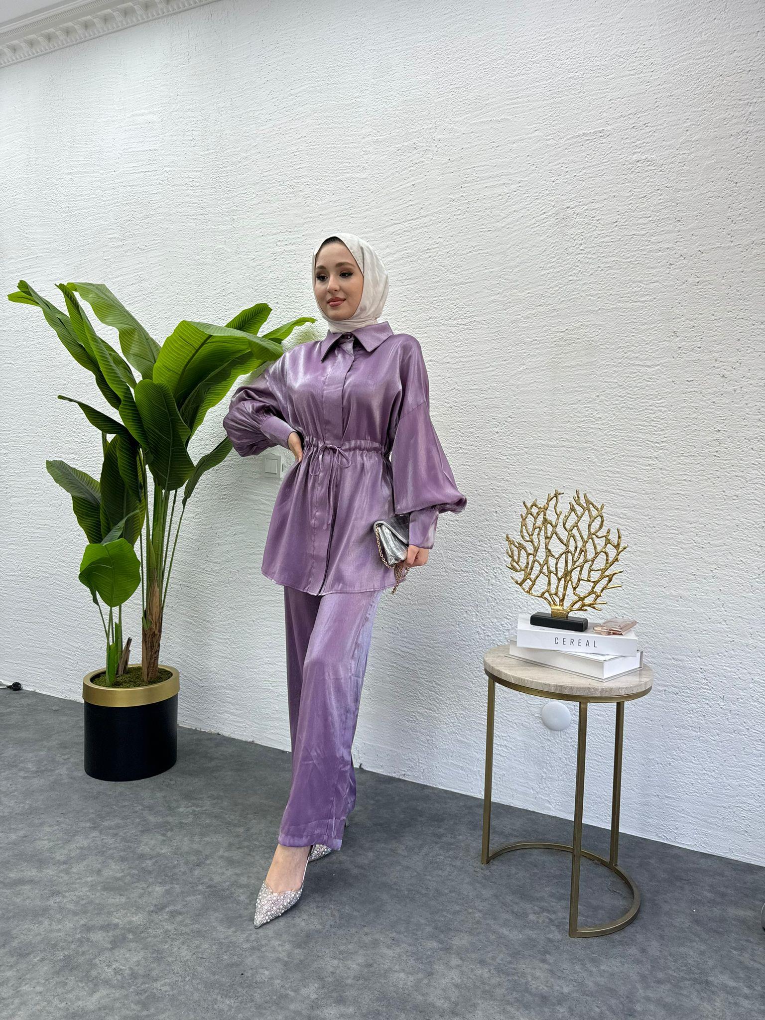 MEYSADESIGN PANTOLON TAKIM Shine İkili Takım Lila