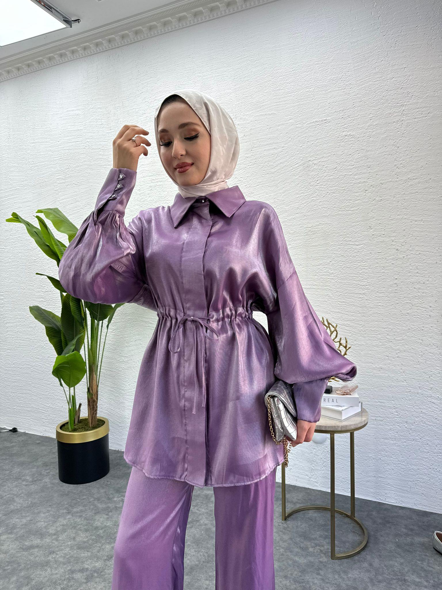 MEYSADESIGN PANTOLON TAKIM Shine İkili Takım Lila
