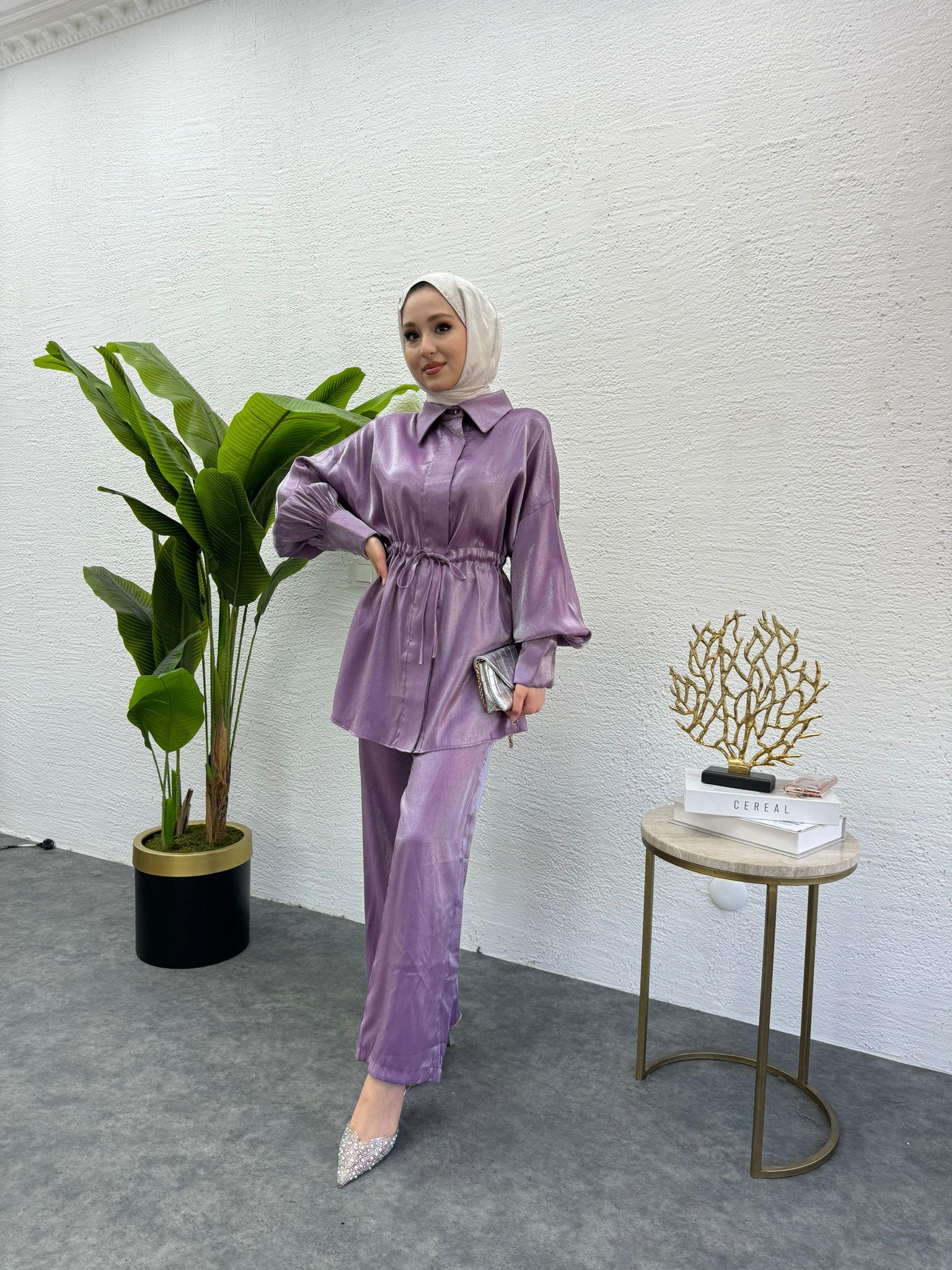 MEYSADESIGN PANTOLON TAKIM Shine İkili Takım Lila
