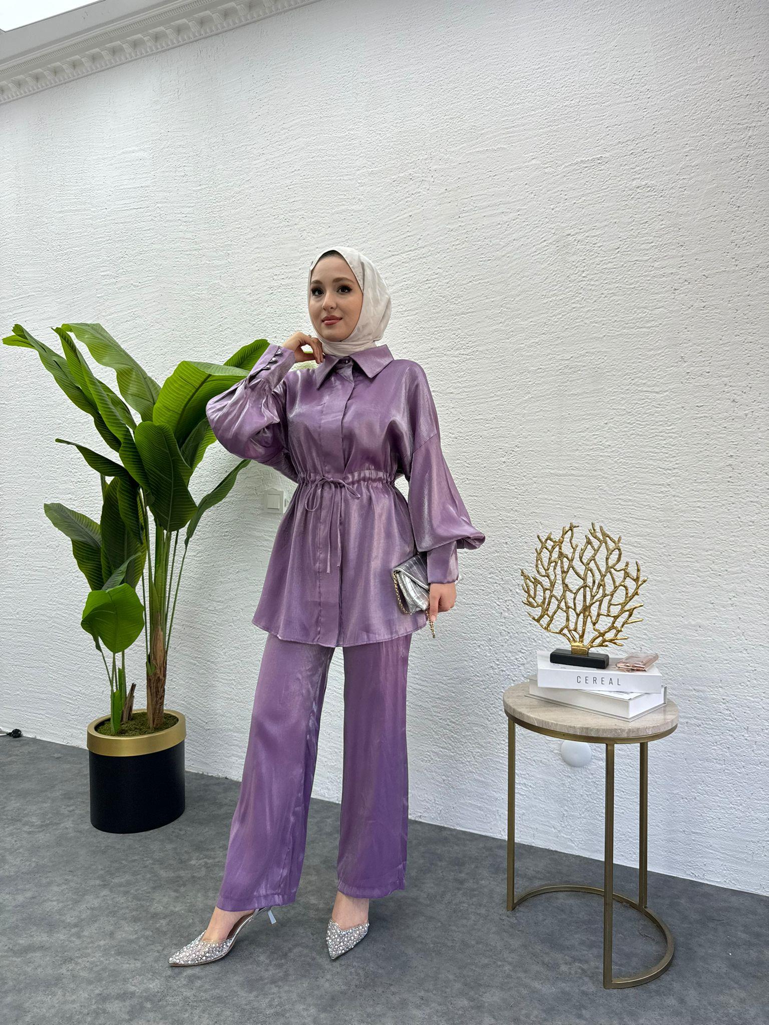 MEYSADESIGN PANTOLON TAKIM Shine İkili Takım Lila
