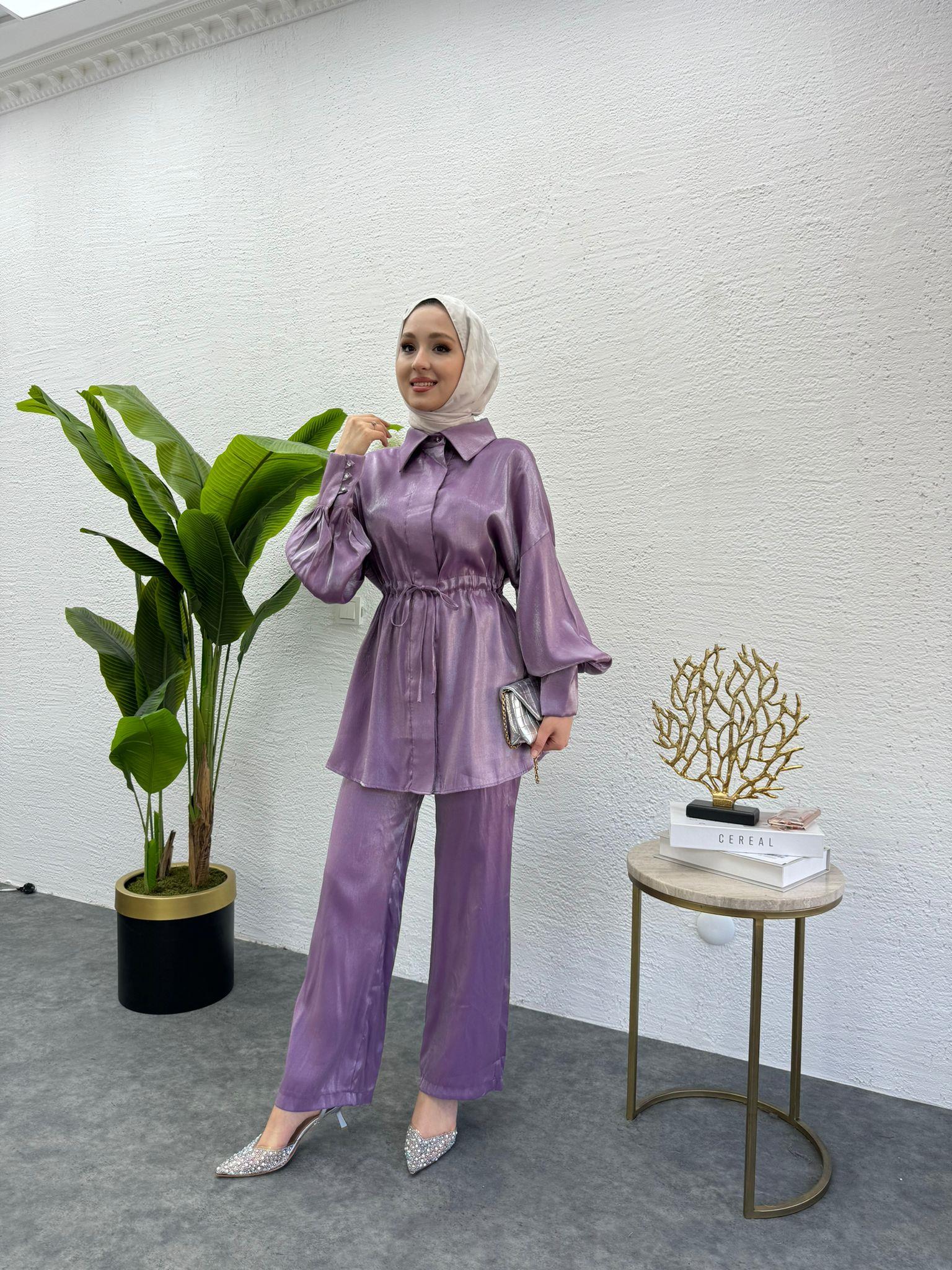 MEYSADESIGN PANTOLON TAKIM Shine İkili Takım Lila