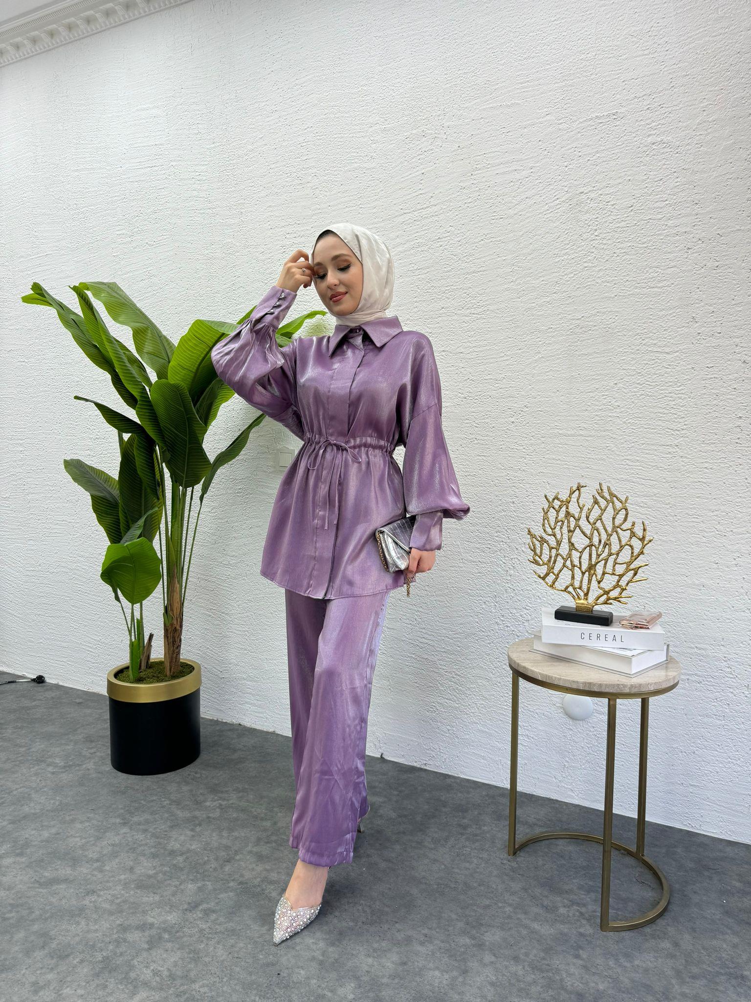 MEYSADESIGN PANTOLON TAKIM Shine İkili Takım Lila