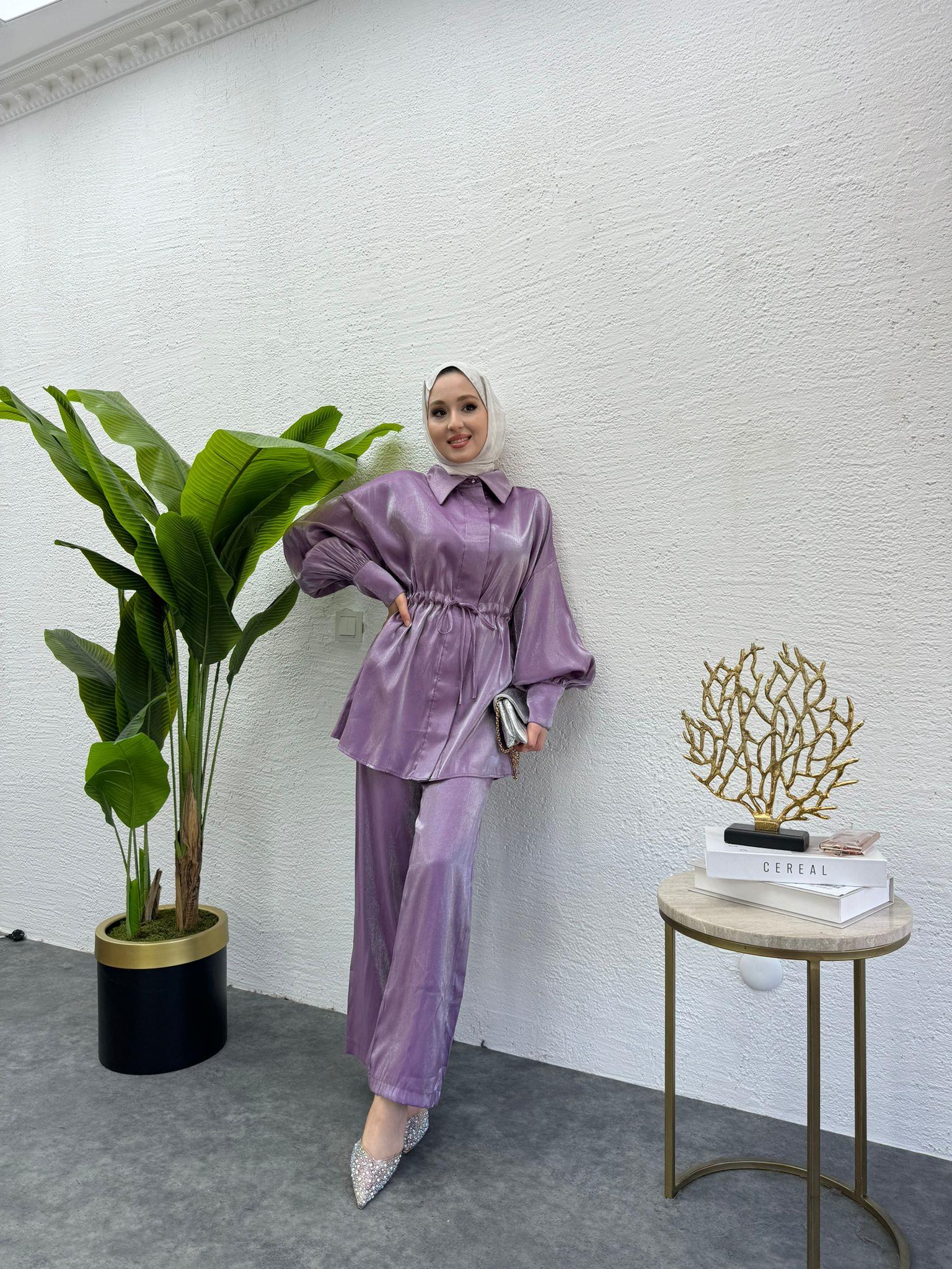 MEYSADESIGN PANTOLON TAKIM Shine İkili Takım Lila